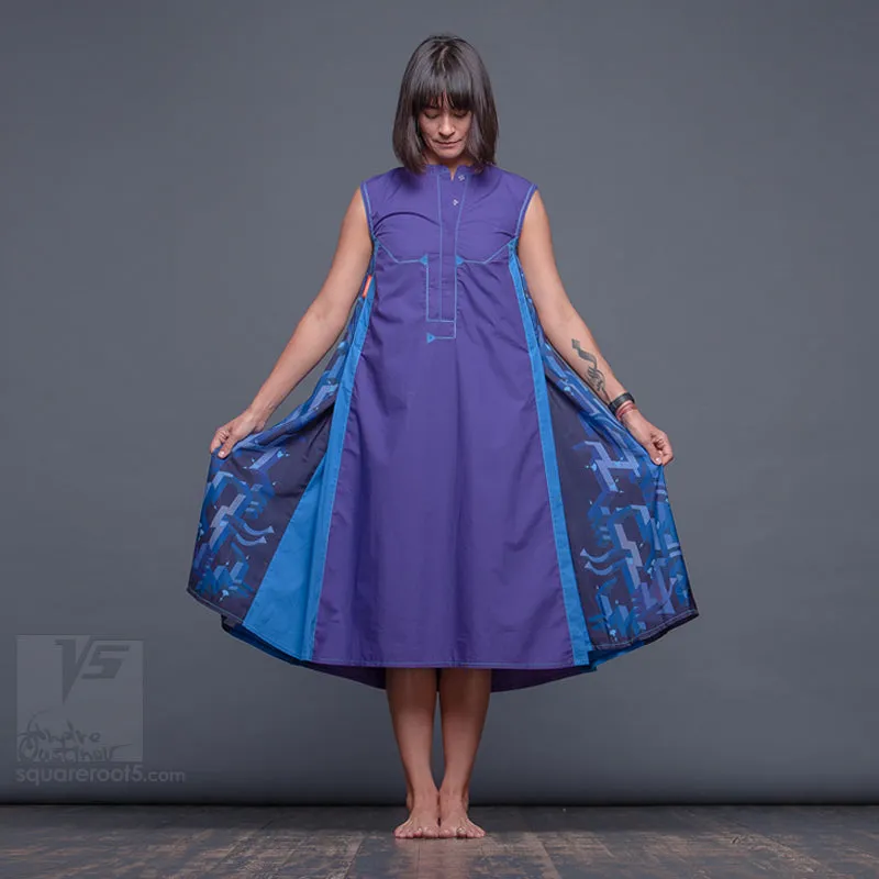 Dress "Cosmic Tetris" Model "PB"  Purple-Blue