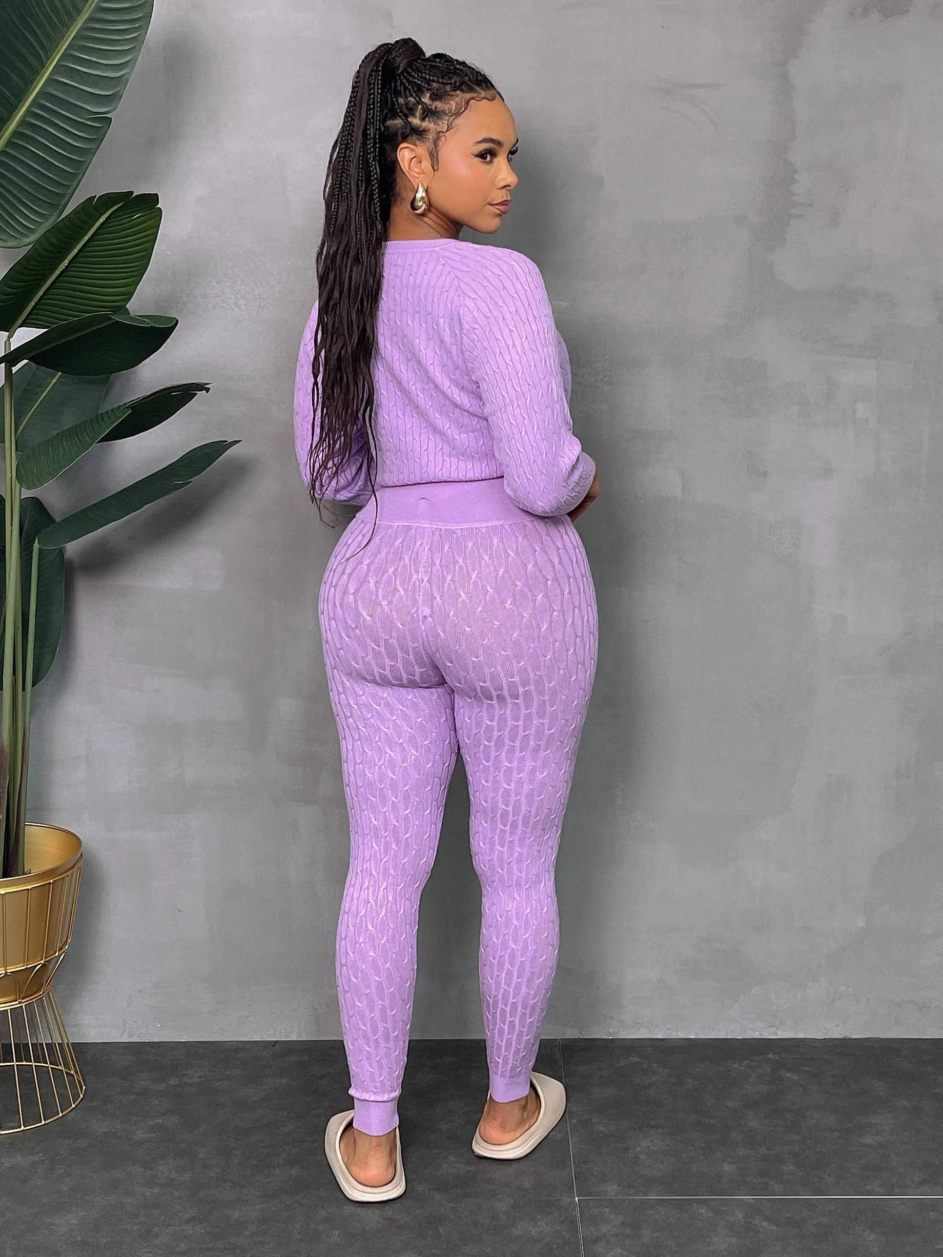 DS666SETP-Knit Sweater & Leggings Set