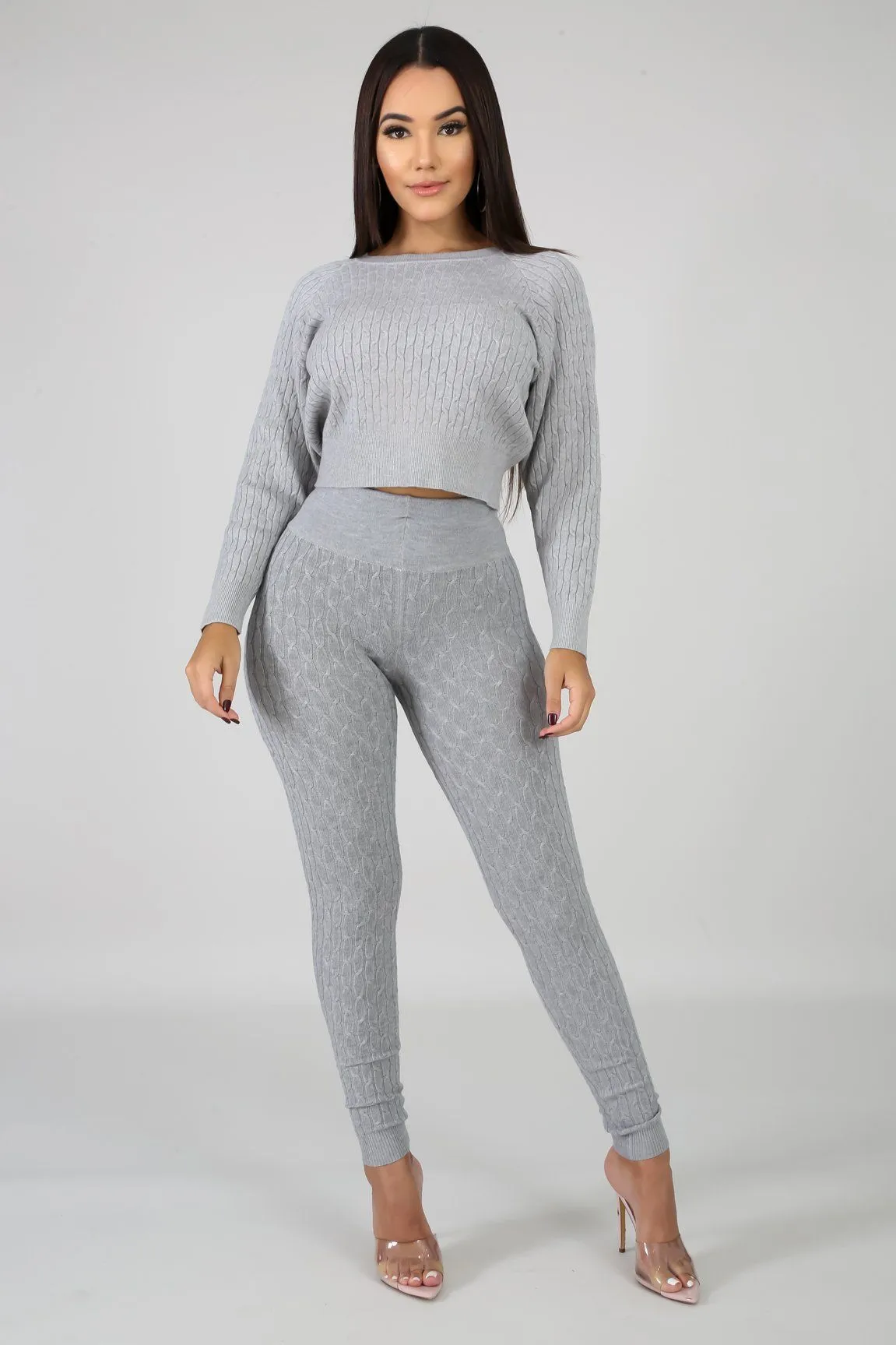 DS666SETP-Knit Sweater & Leggings Set