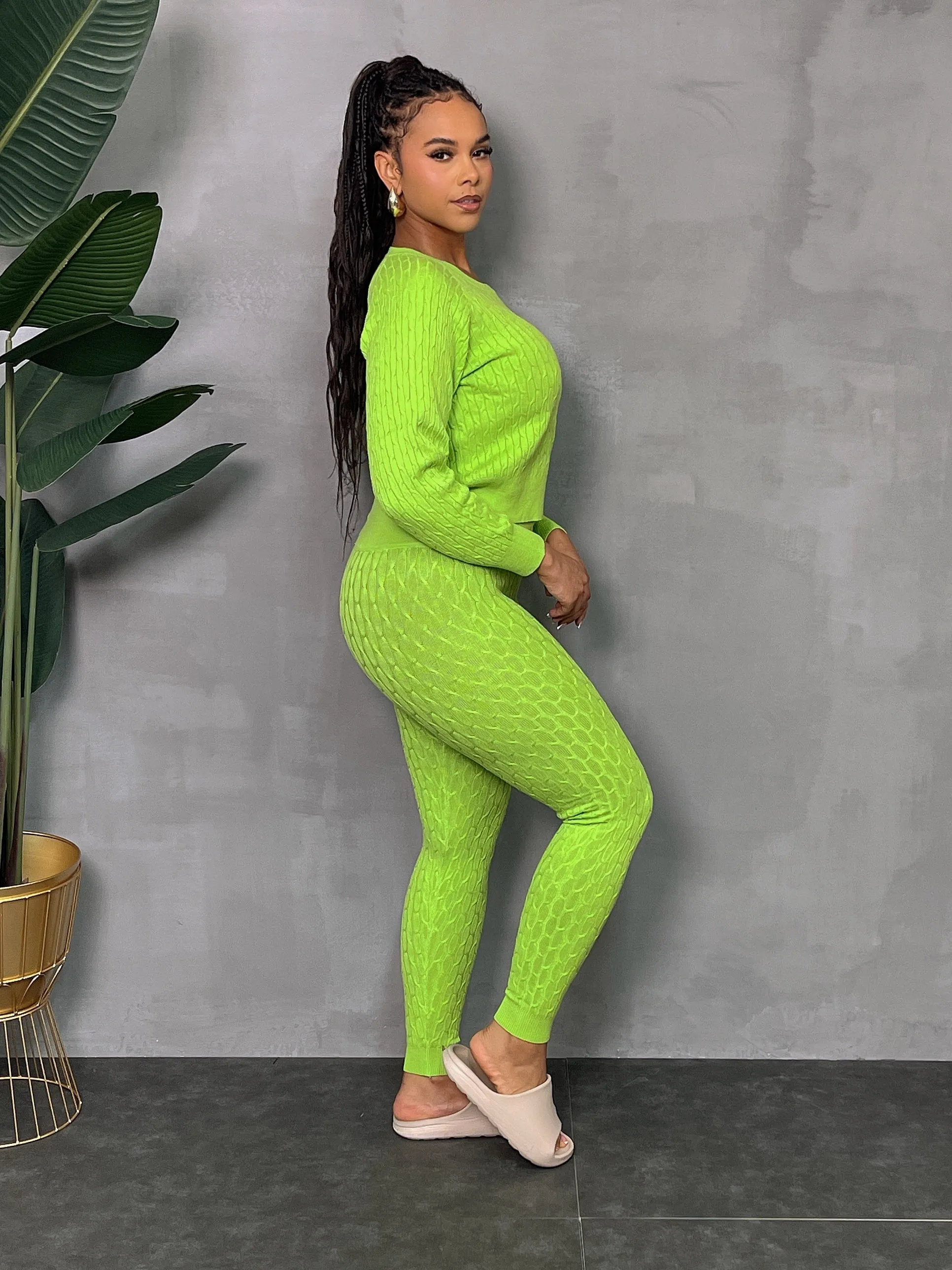 DS666SETP-Knit Sweater & Leggings Set