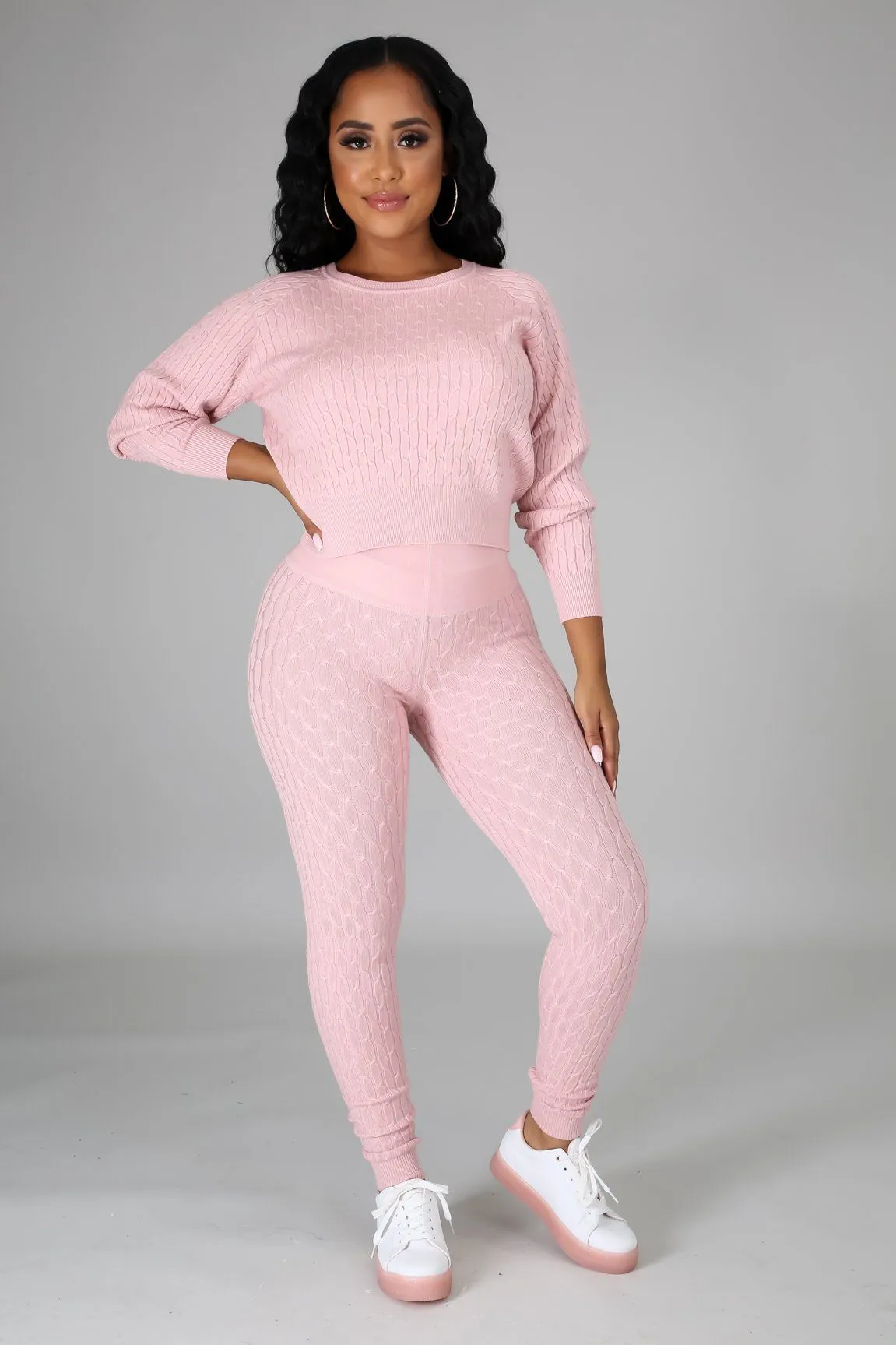 DS666SETP-Knit Sweater & Leggings Set