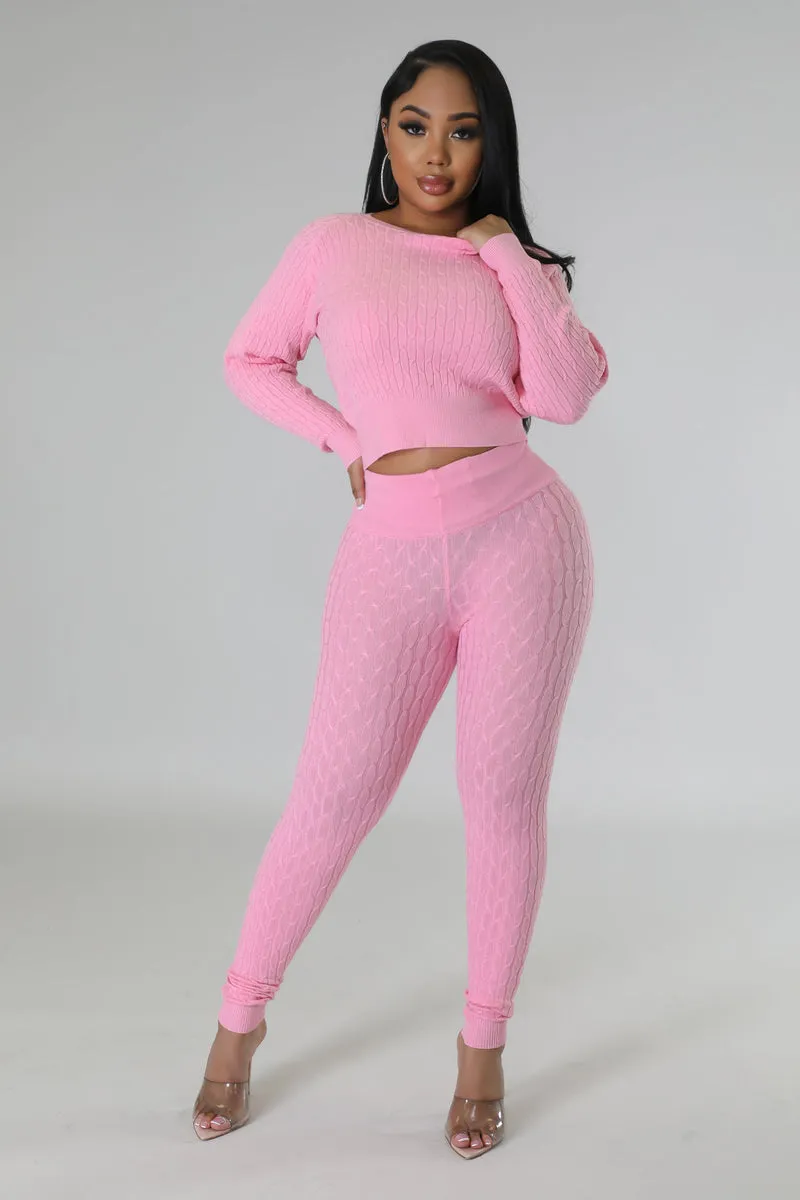 DS666SETP-Knit Sweater & Leggings Set