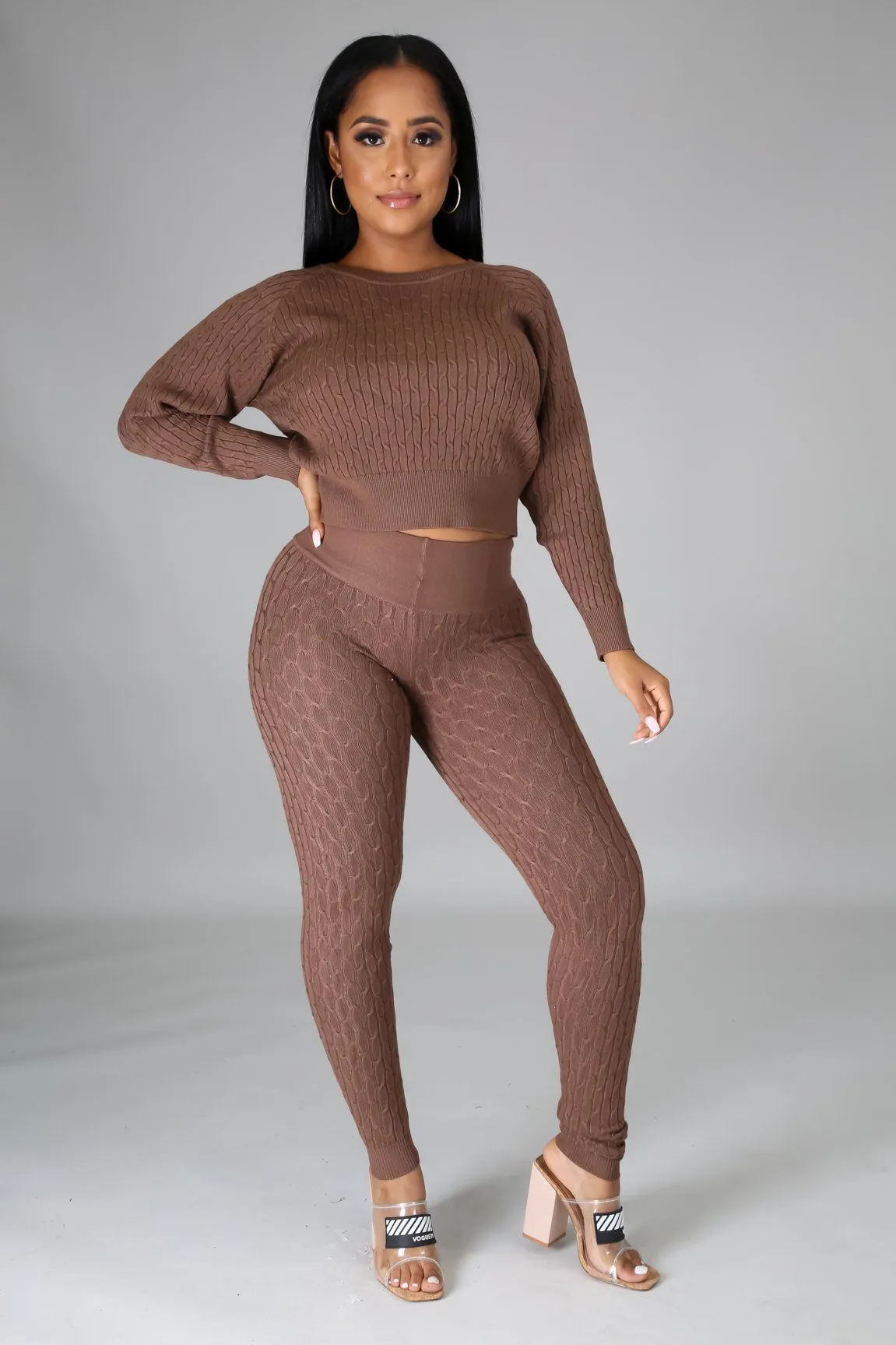 DS666SETP-Knit Sweater & Leggings Set