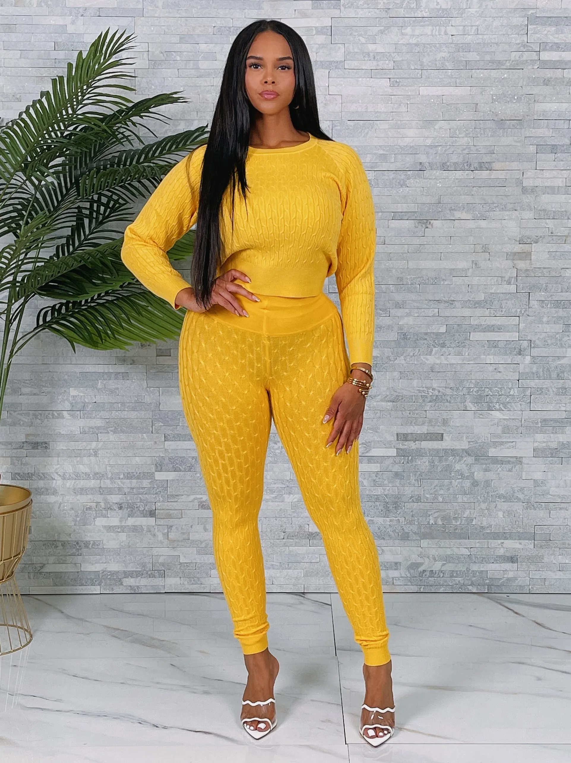 DS666SETP-Knit Sweater & Leggings Set