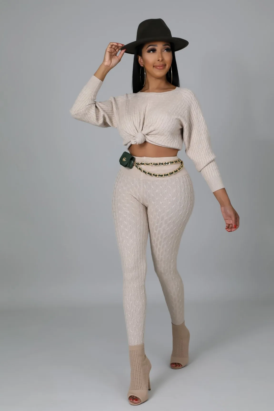 DS666SETP-Knit Sweater & Leggings Set