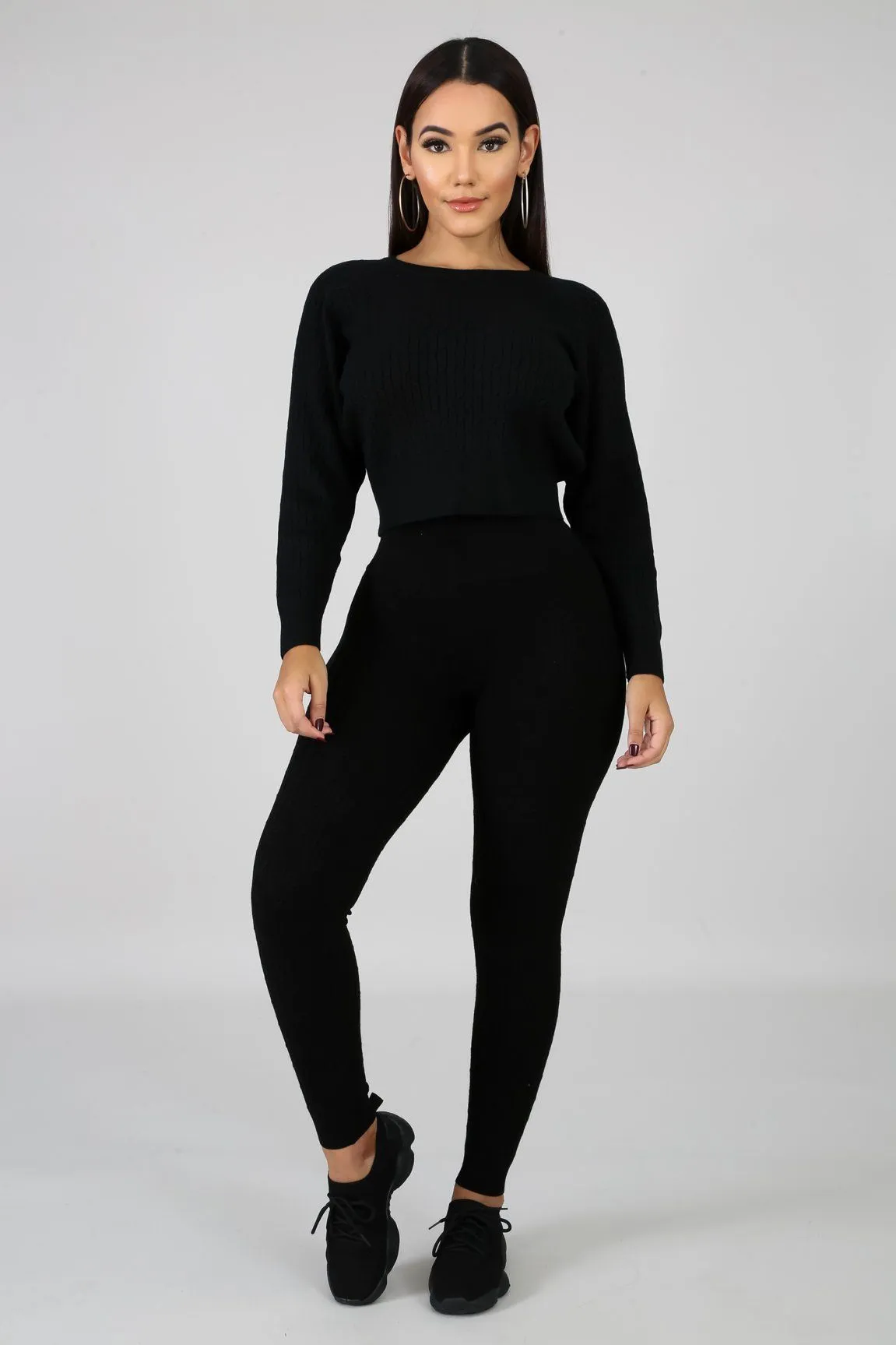 DS666SETP-Knit Sweater & Leggings Set