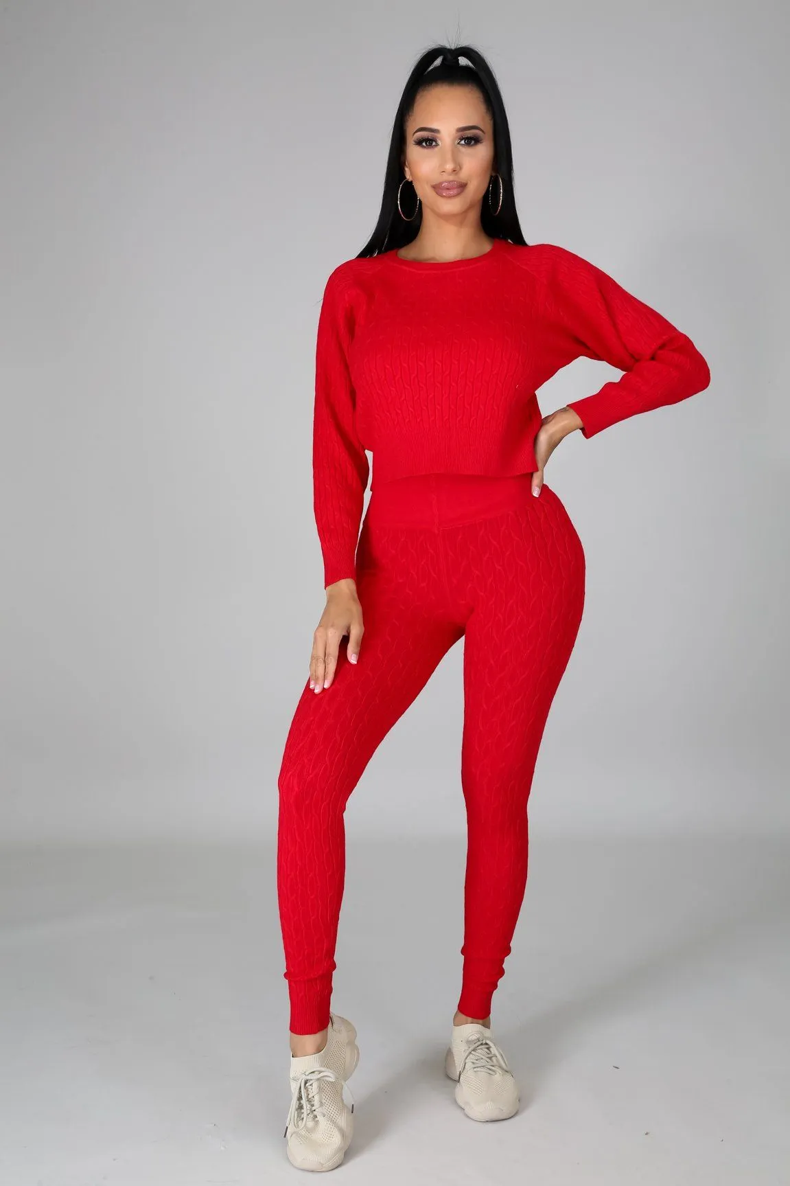 DS666SETP-Knit Sweater & Leggings Set