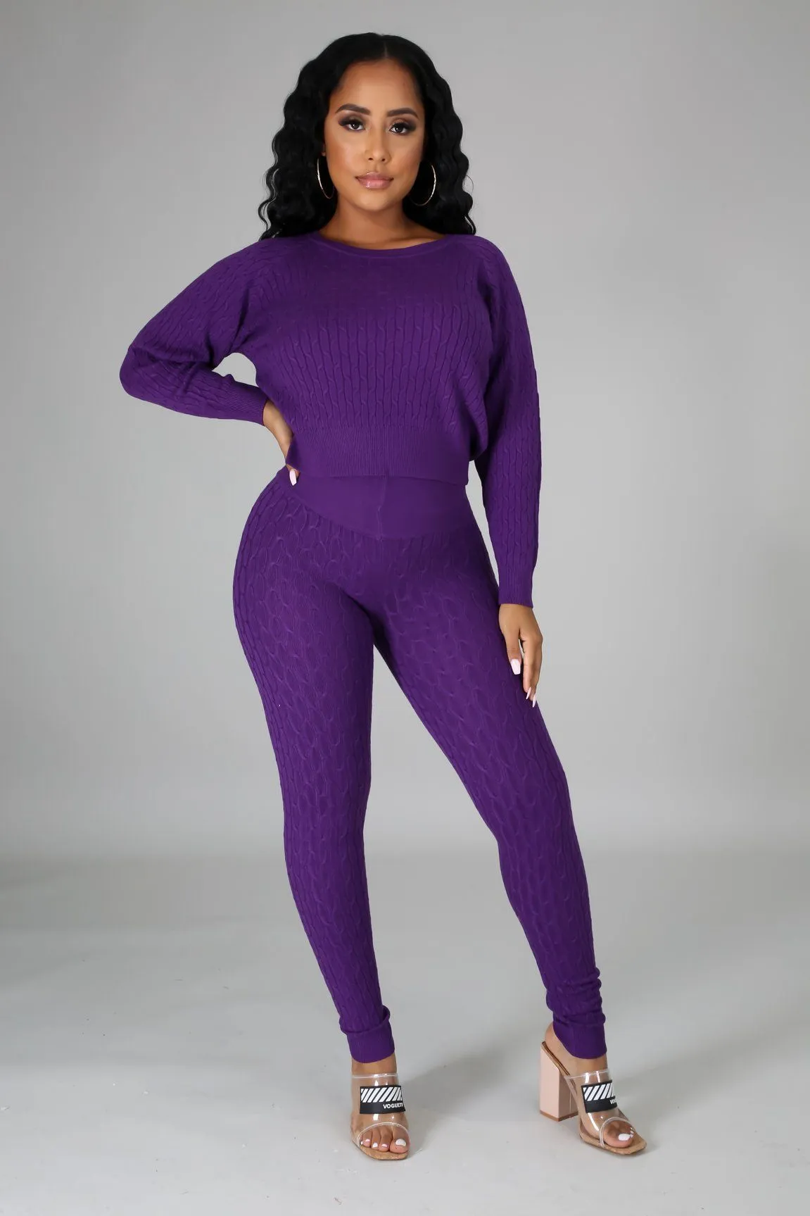 DS666SETP-Knit Sweater & Leggings Set