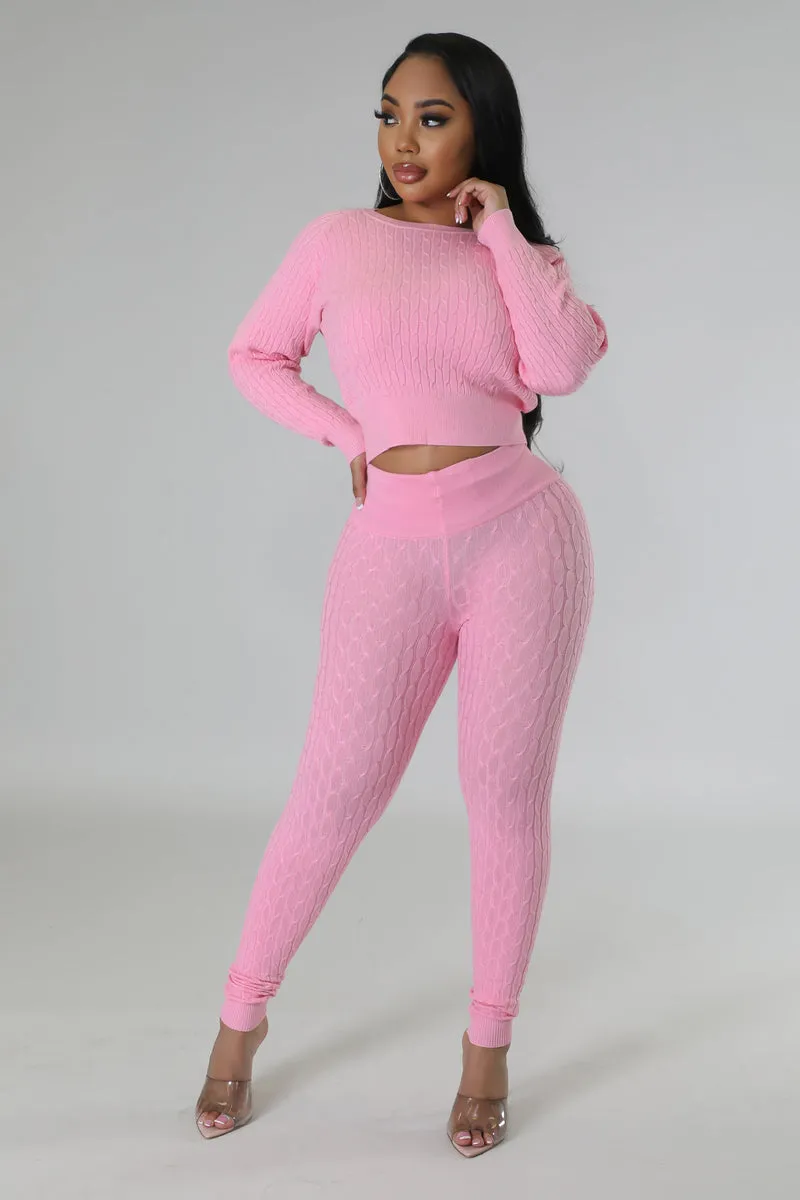 DS666SETP-Knit Sweater & Leggings Set