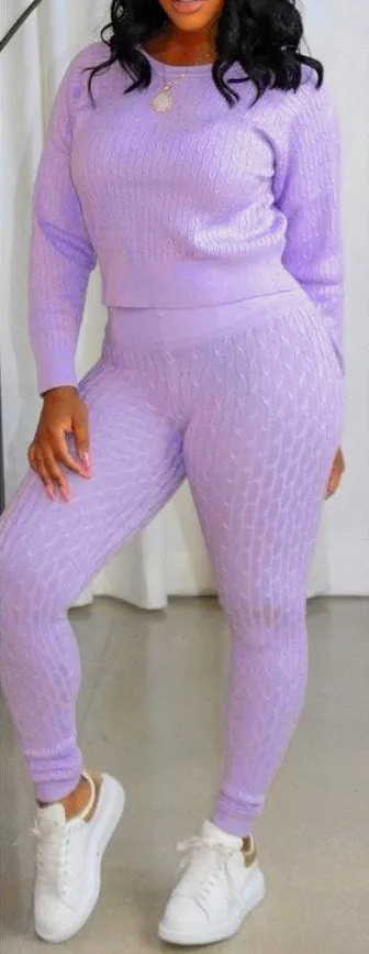 DS666SETP-Knit Sweater & Leggings Set