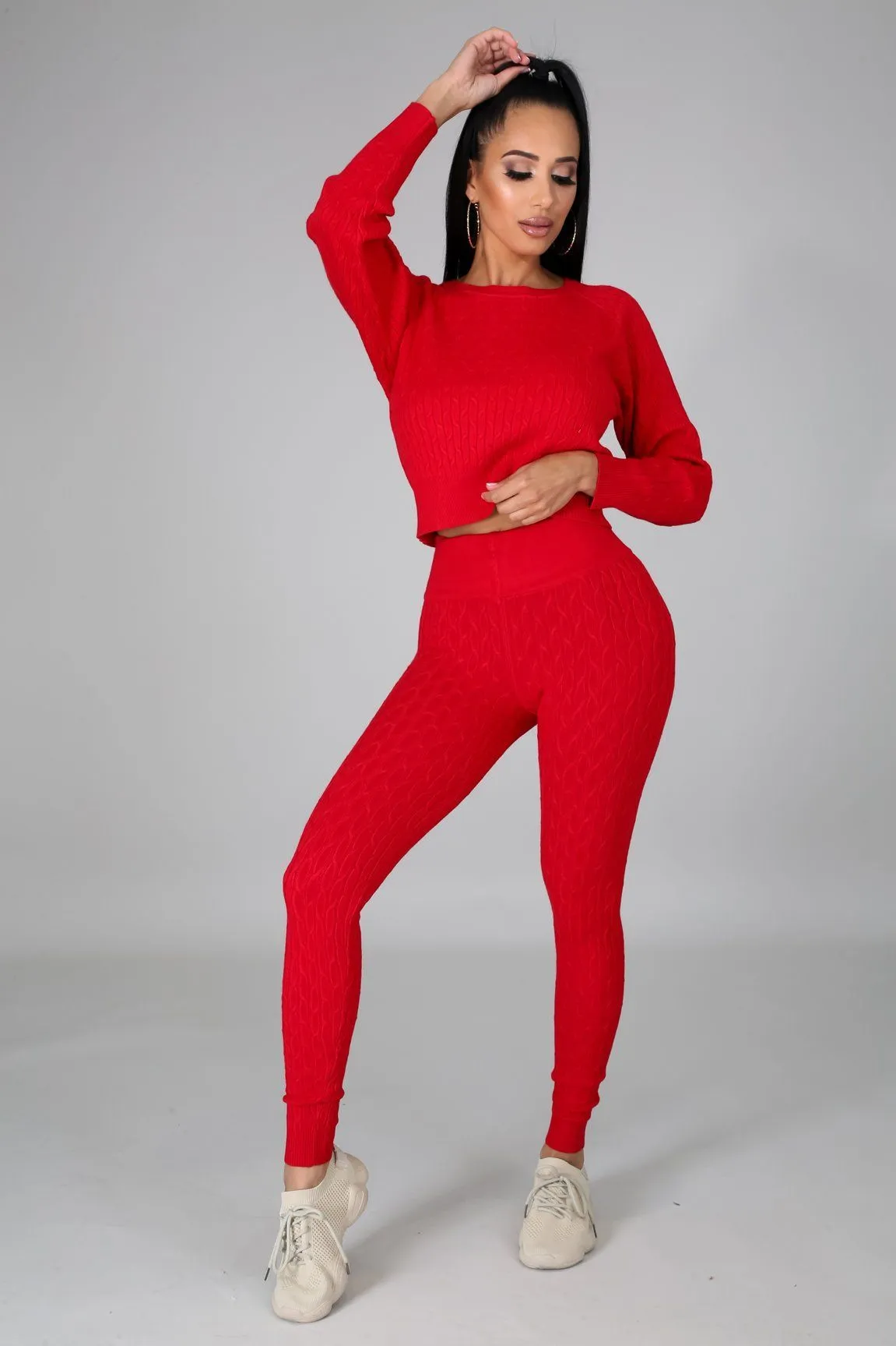 DS666SETP-Knit Sweater & Leggings Set