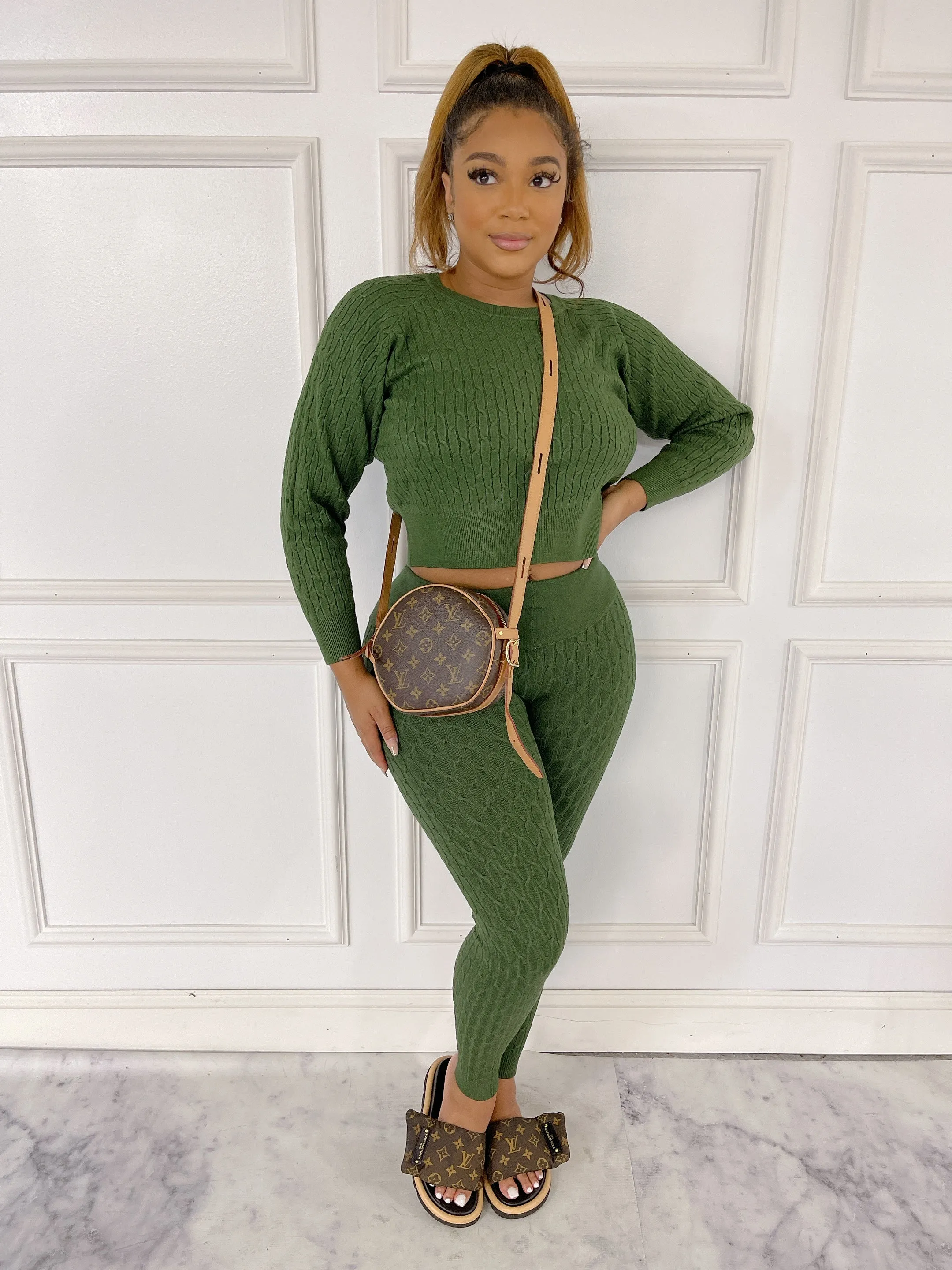 DS666SETP-Knit Sweater & Leggings Set