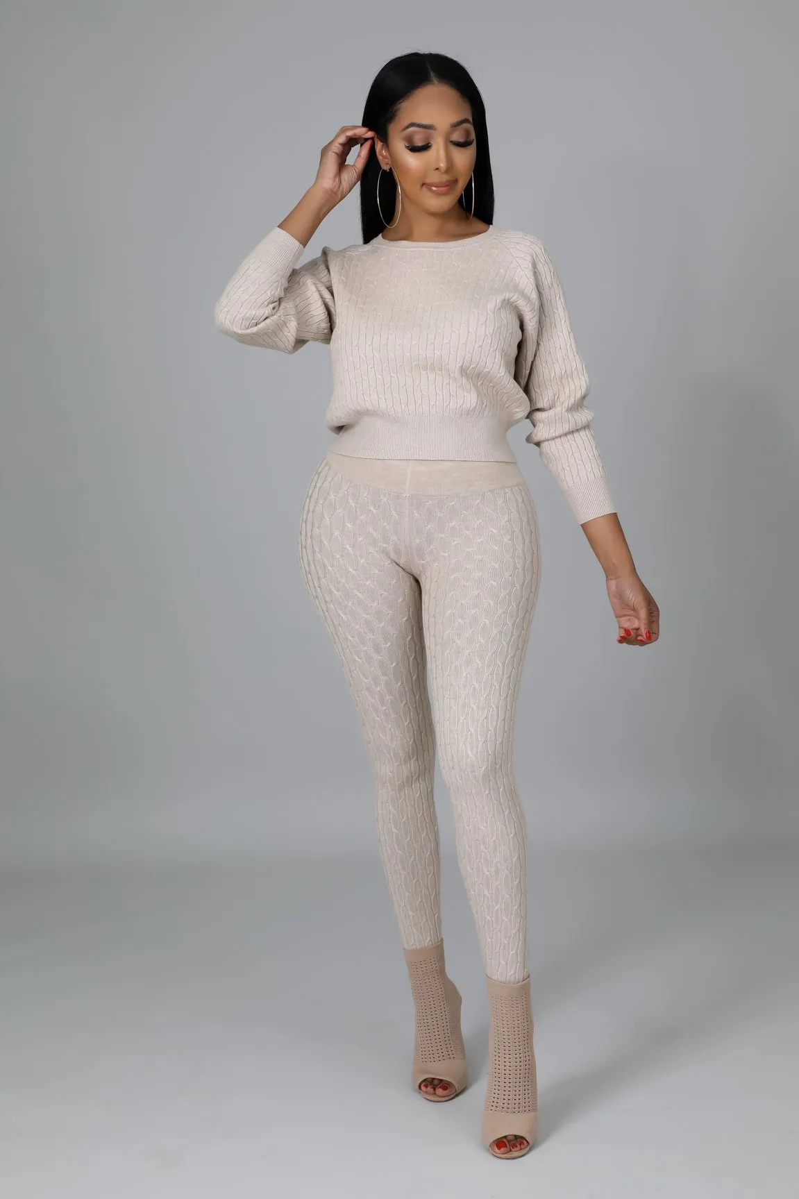 DS666SETP-Knit Sweater & Leggings Set