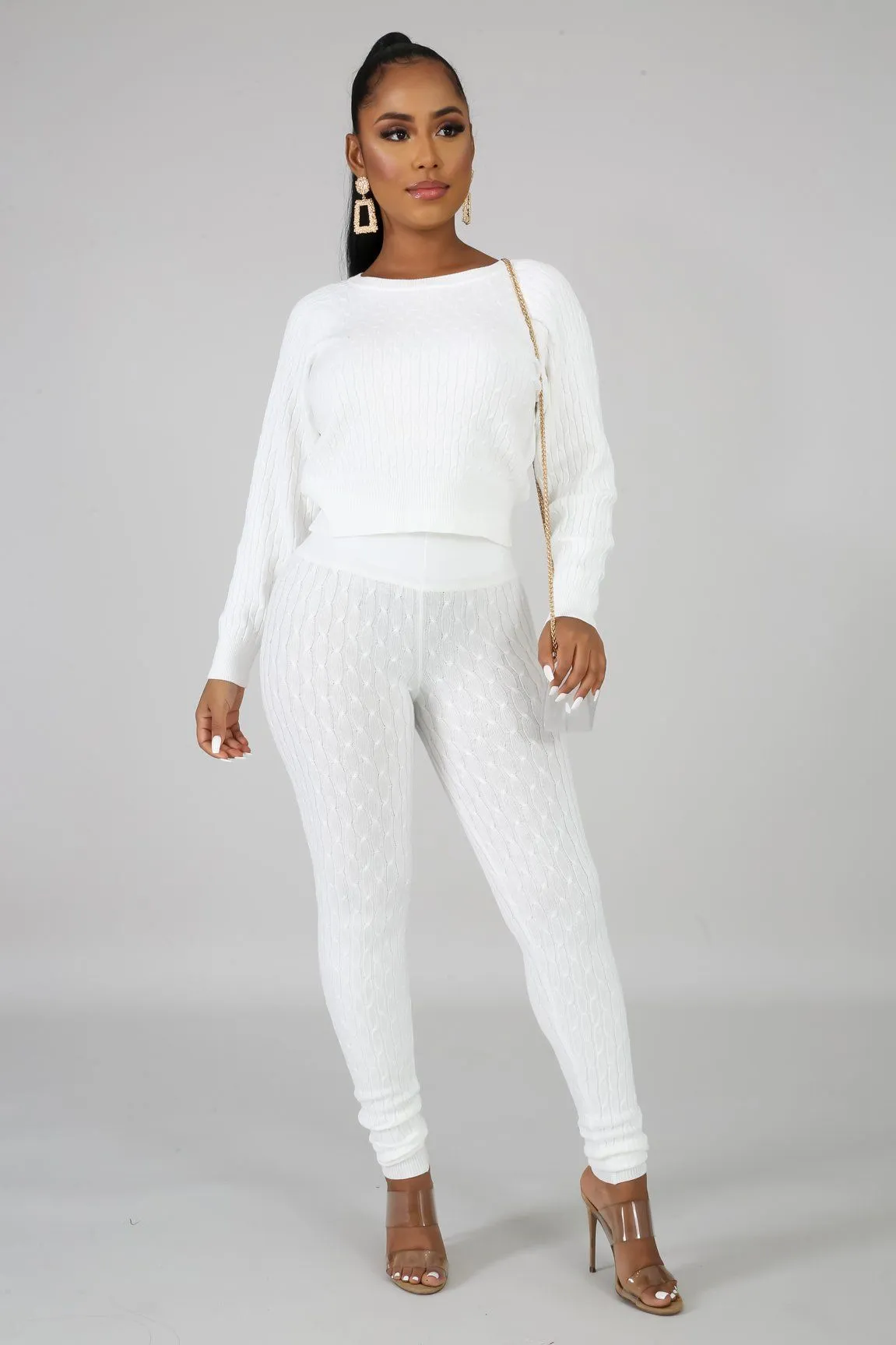DS666SETP-Knit Sweater & Leggings Set