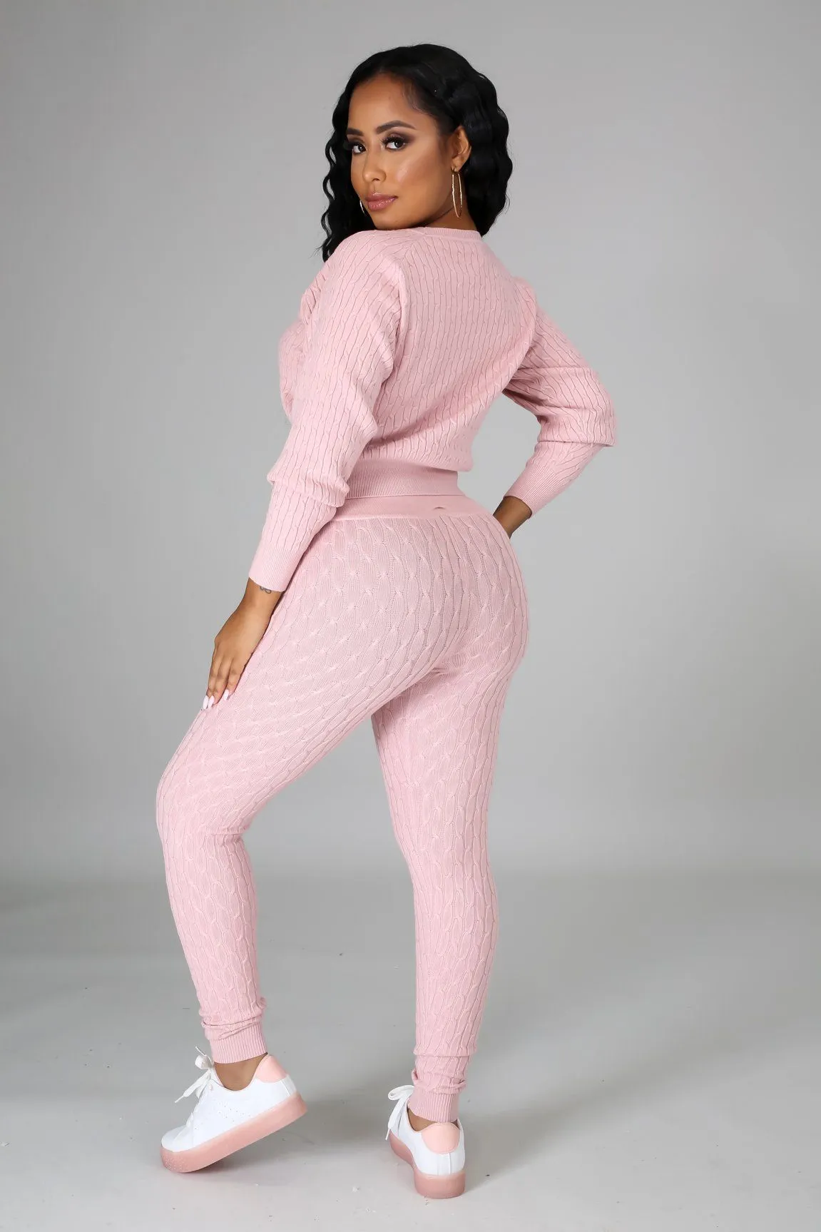 DS666SETP-Knit Sweater & Leggings Set