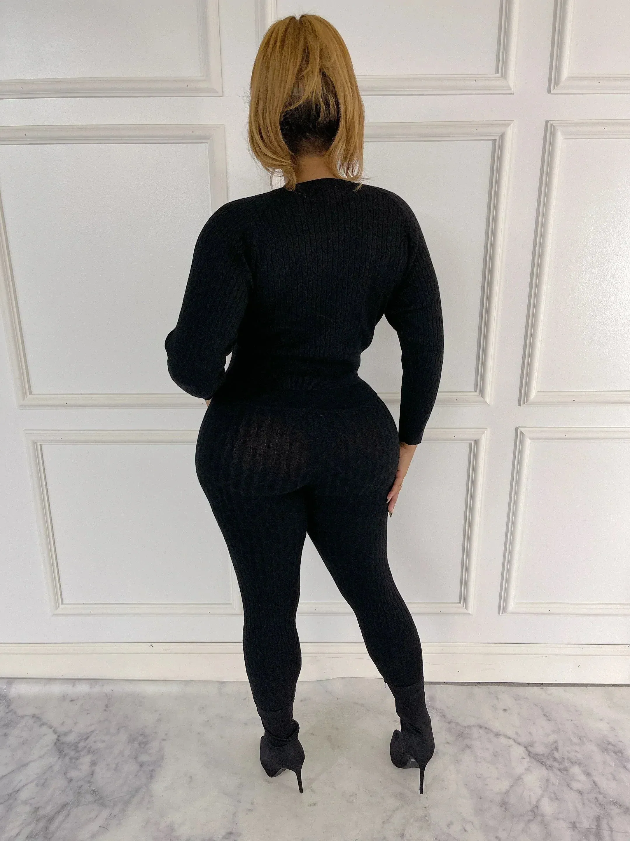 DS666SETP-Knit Sweater & Leggings Set