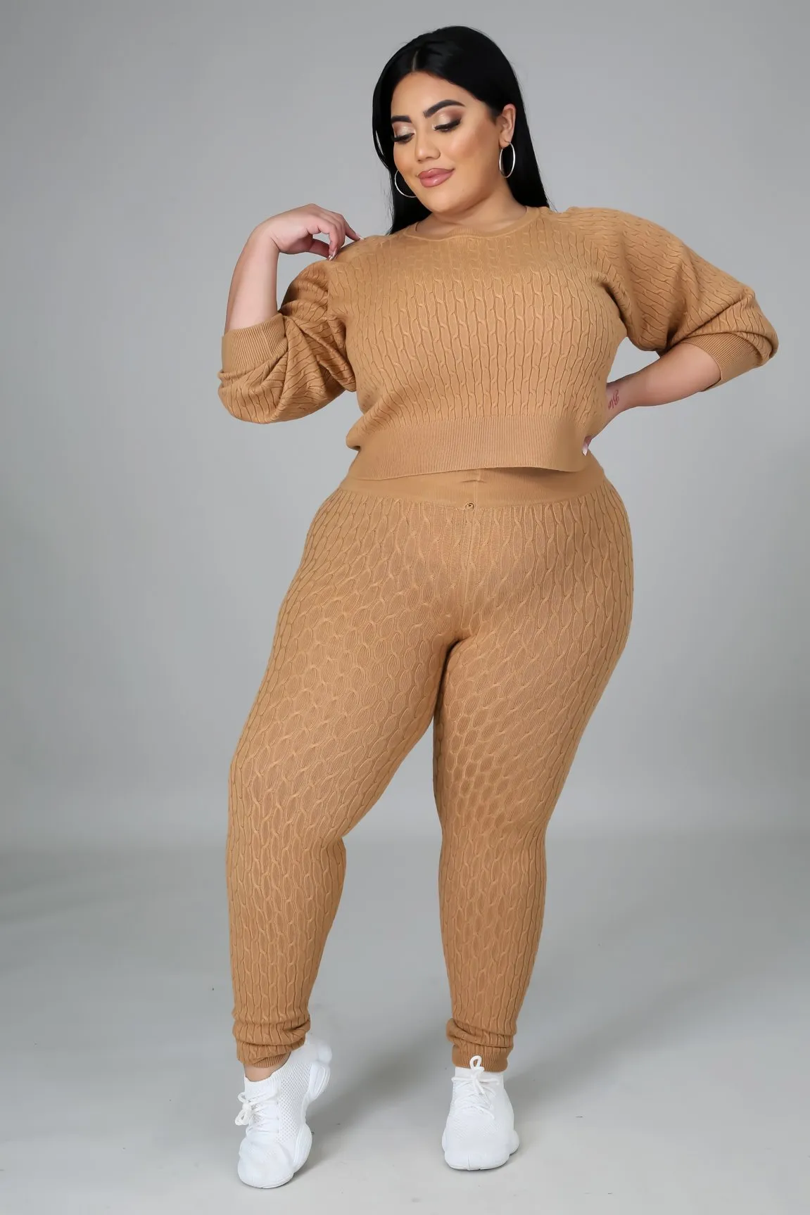 DS666SETXP-Knit Sweater & Leggings Set (Plus)