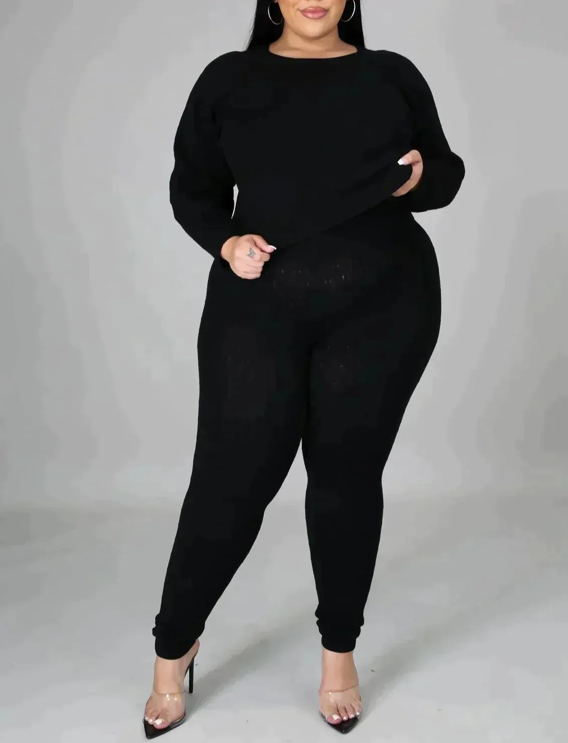 DS666SETXP-Knit Sweater & Leggings Set (Plus)