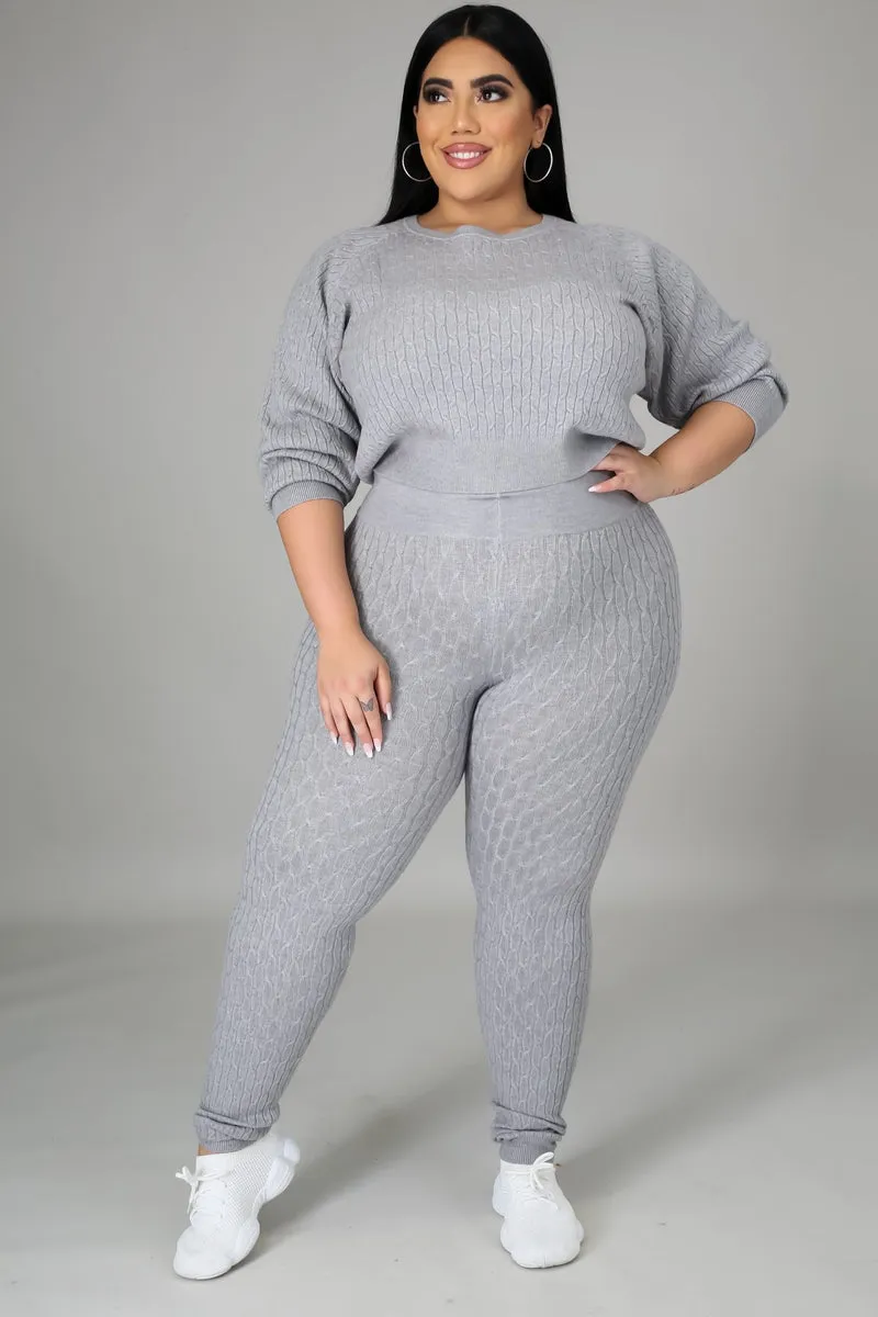 DS666SETXP-Knit Sweater & Leggings Set (Plus)