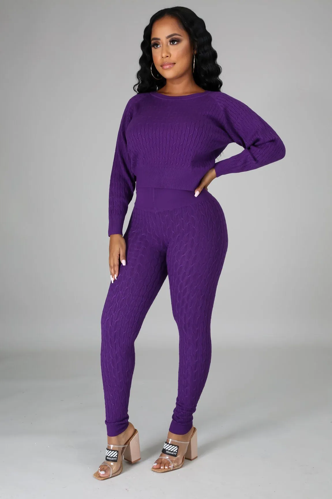 DS666SETXP-Knit Sweater & Leggings Set (Plus)