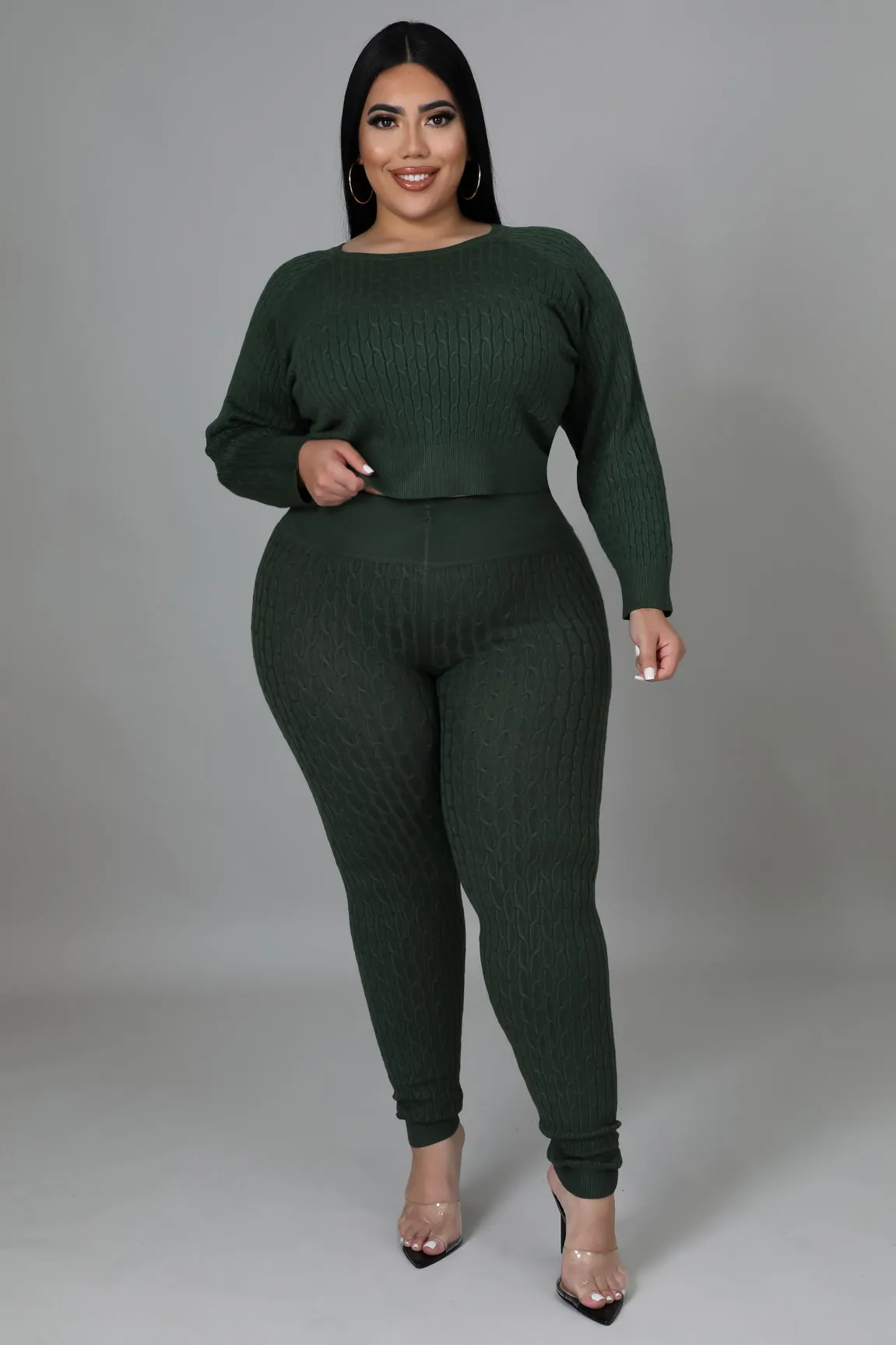DS666SETXP-Knit Sweater & Leggings Set (Plus)
