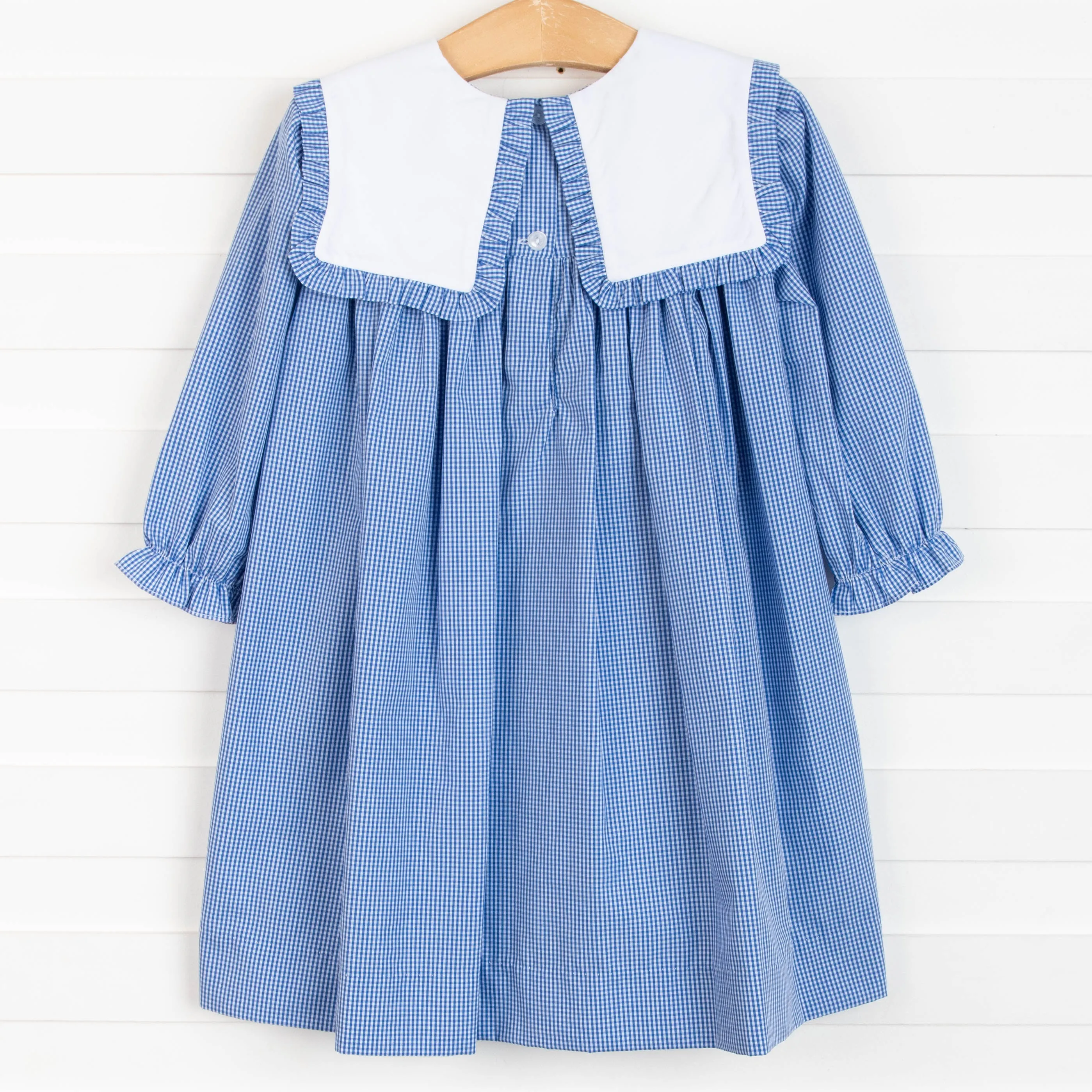 Elise Bib Dress, Blue Check