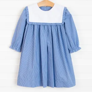 Elise Bib Dress, Blue Check