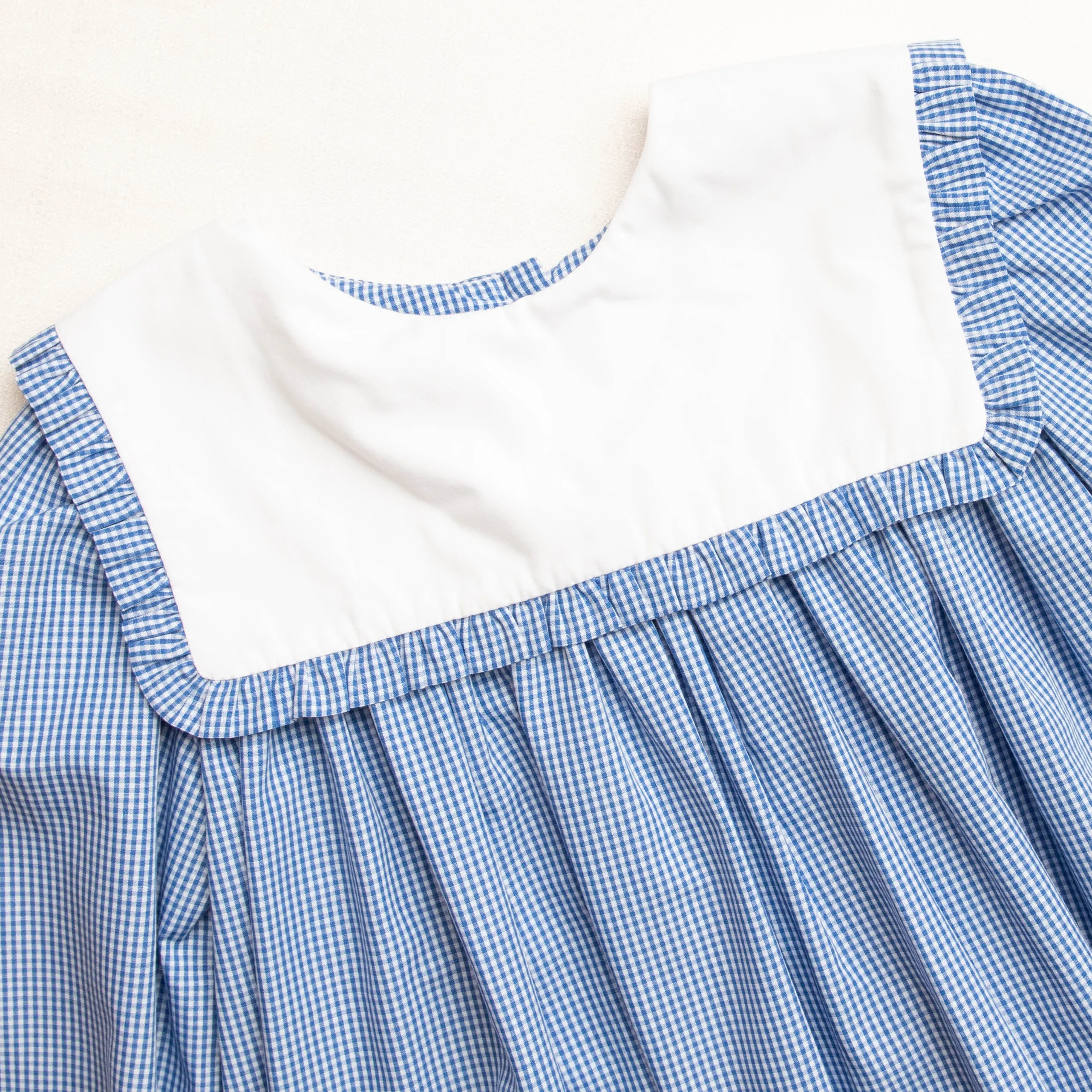 Elise Bib Dress, Blue Check
