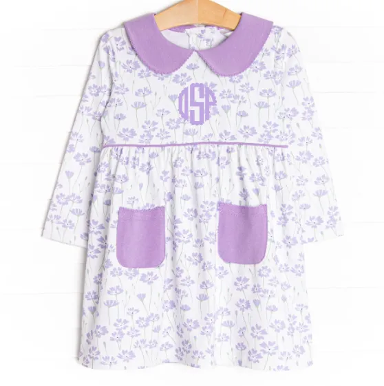 Field of Dreams Long Sleeve Dress, Purple