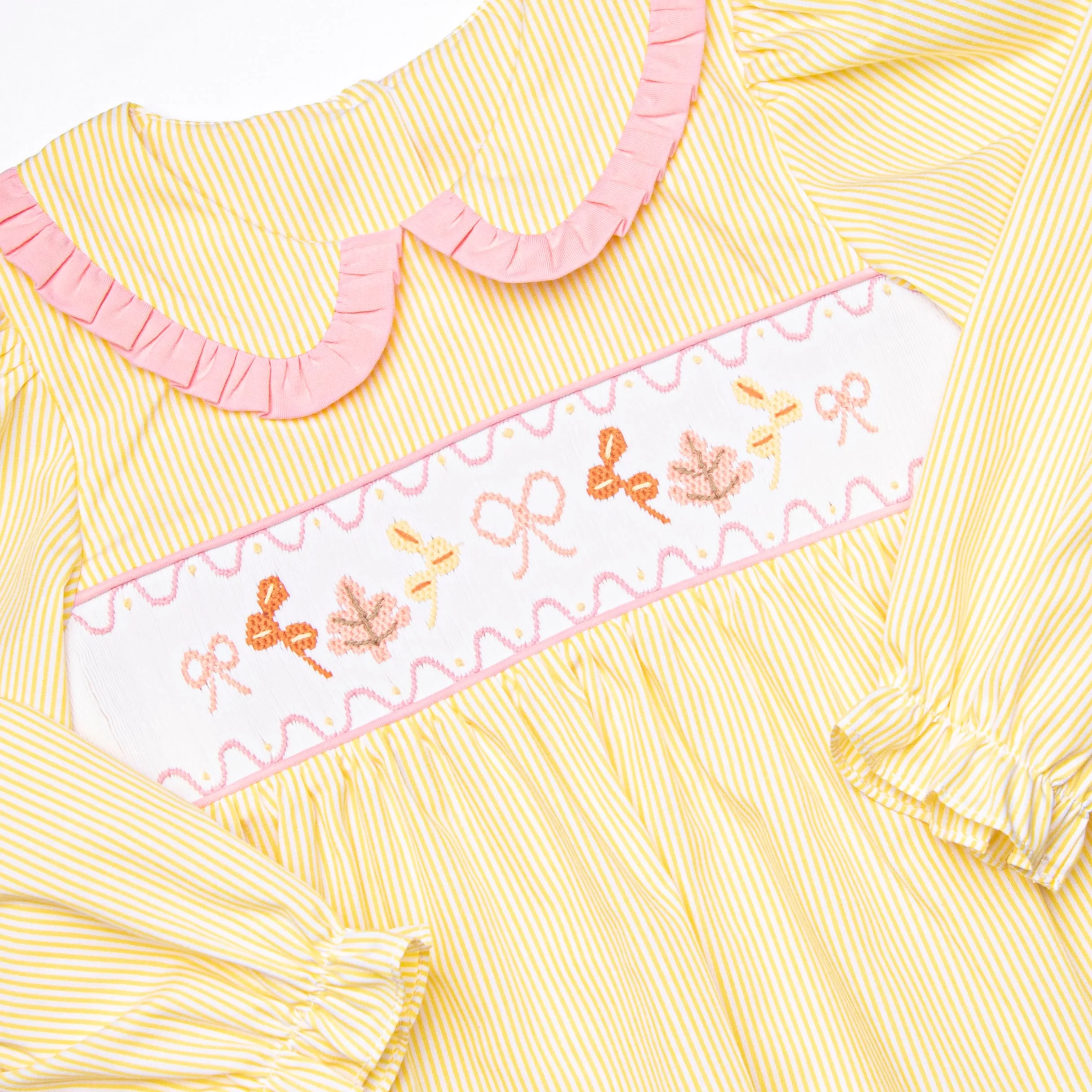 Frills and Fall Smocked Dress, Yellow
