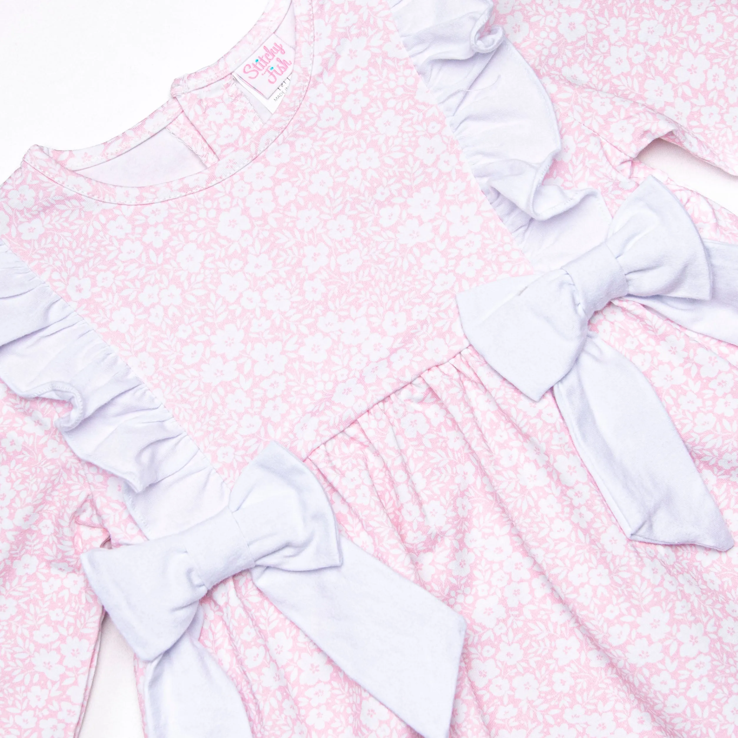 Garden Gate Bow Legging Set, Pink