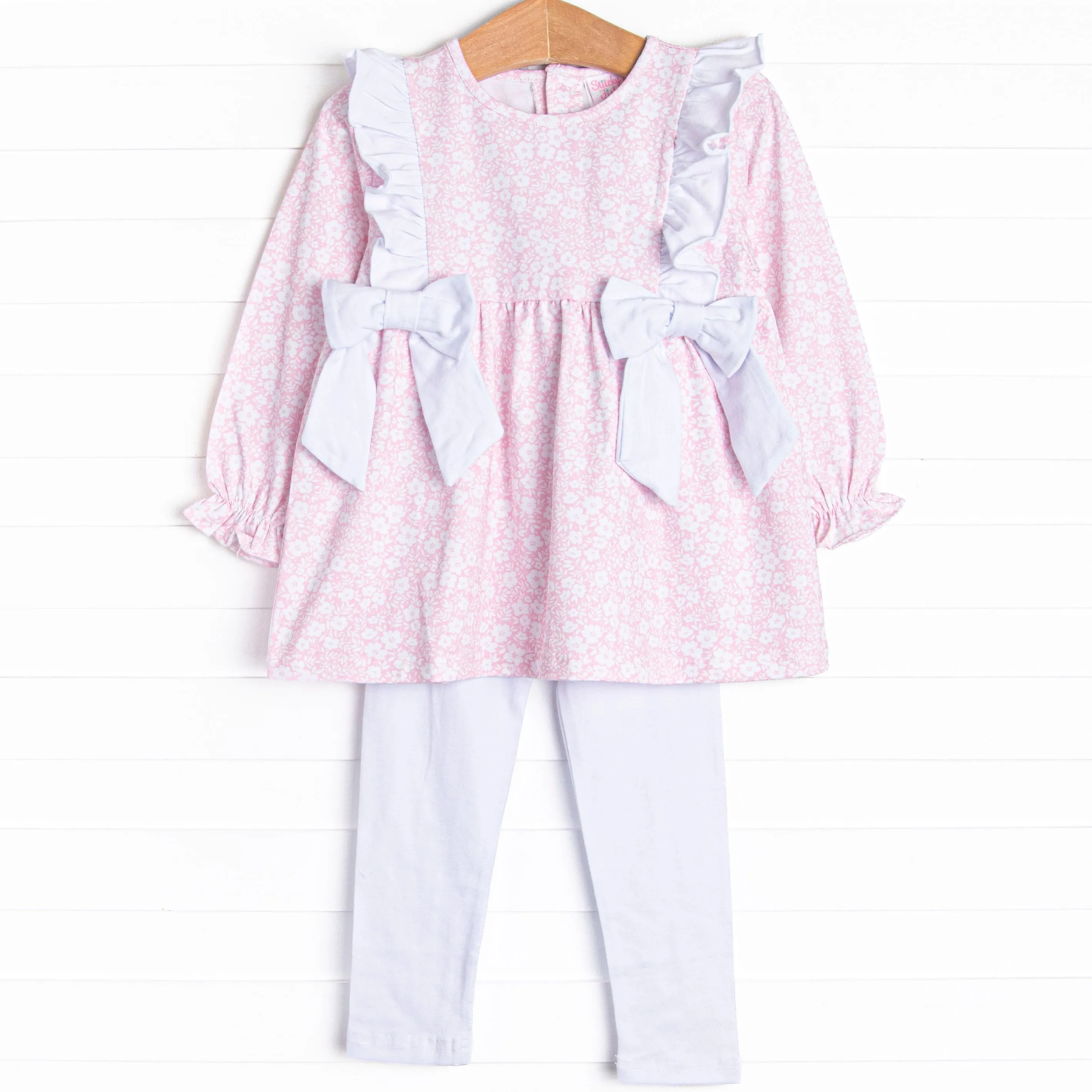 Garden Gate Bow Legging Set, Pink