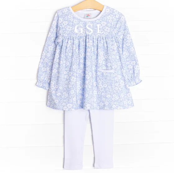 Garden Gate Legging Set, Blue
