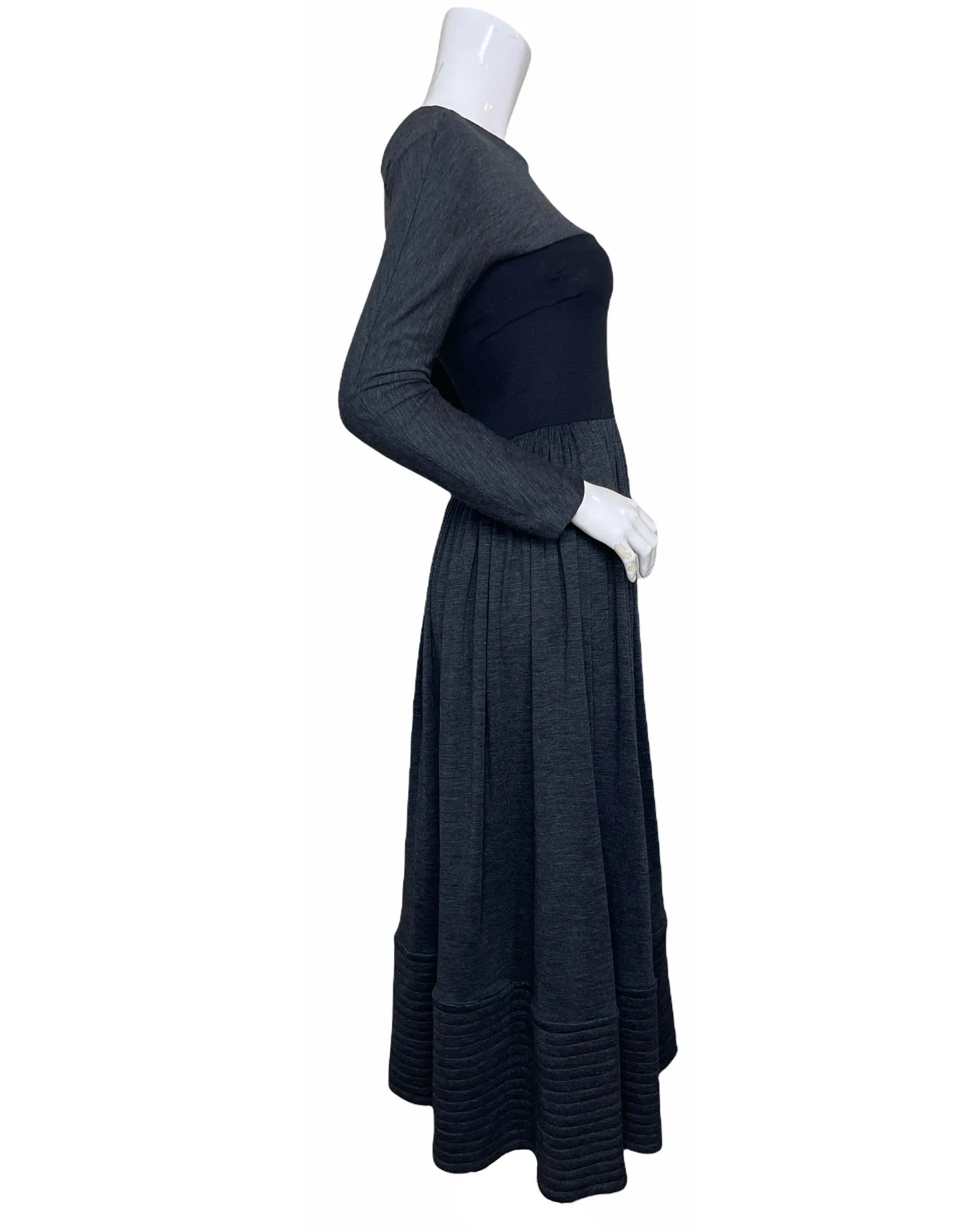 Geoffrey Beene Grey Longsleeve Jersey Dress w/ Black Bodice sz S