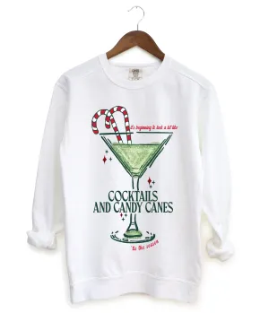 Gildan , Comfort Colors, or Bella Cocktails and Candy Canes Tis The Season Santa Sweatshirt/Funny Christmas Sweatshirt/ Adult Sizes