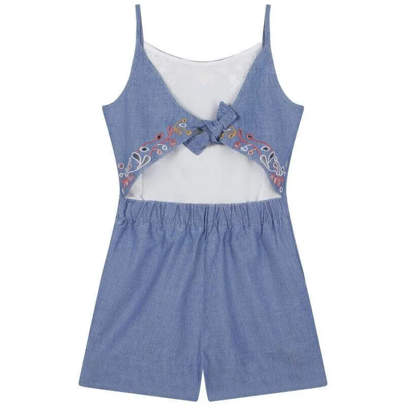 Girls Blue Cotton Playsuit