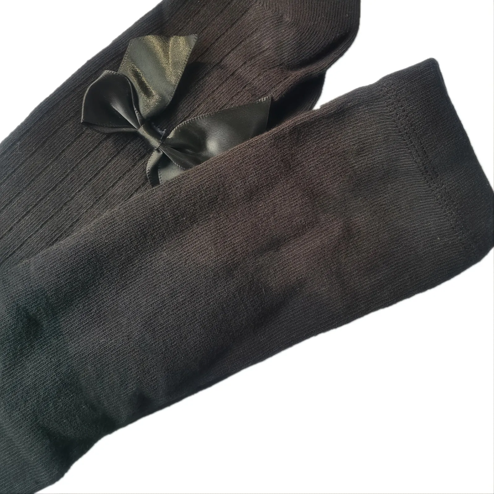 Girls' Cable Knit Seamless Tights with Bow