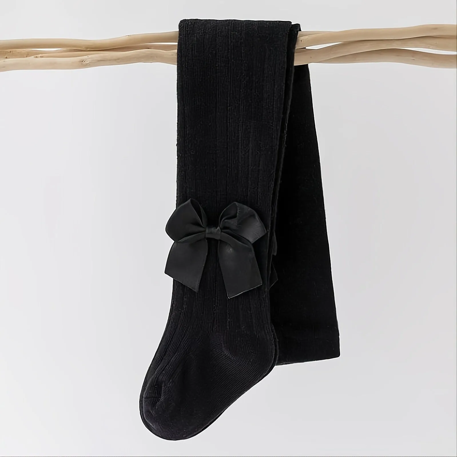 Girls' Cable Knit Seamless Tights with Bow