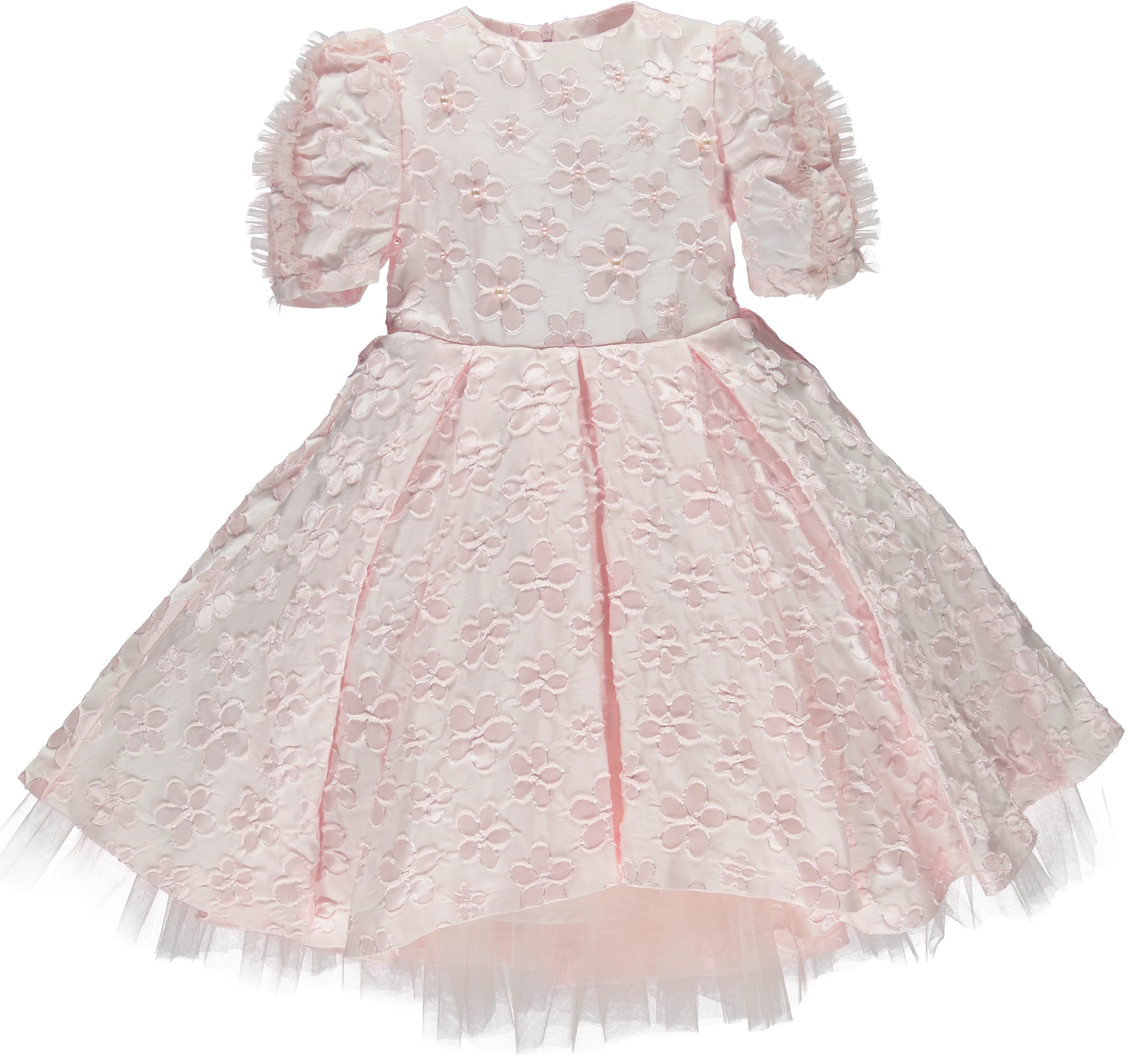 Girls Pink Flower Pearl Dress