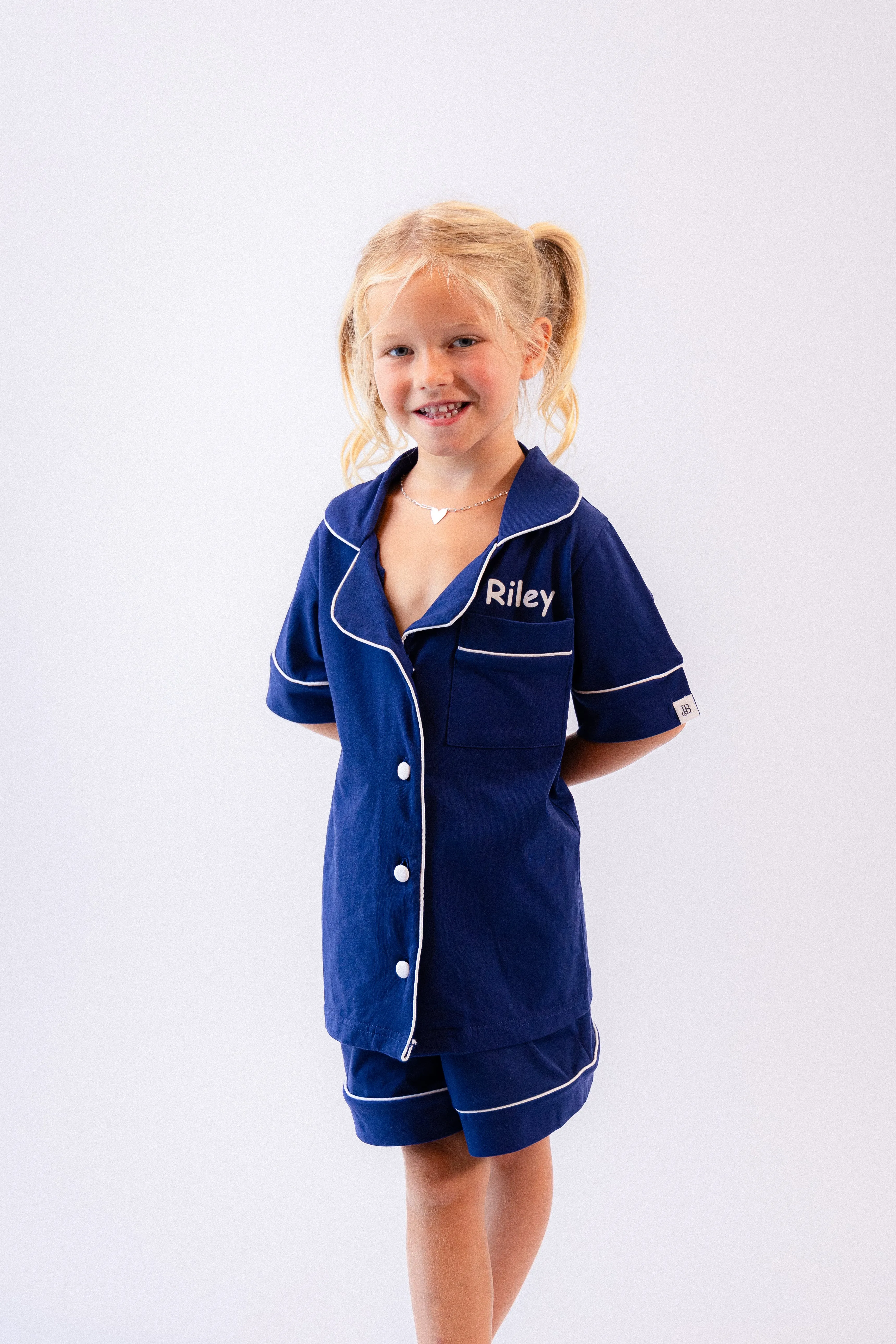 Girls short jersey personalised pyjamas Red