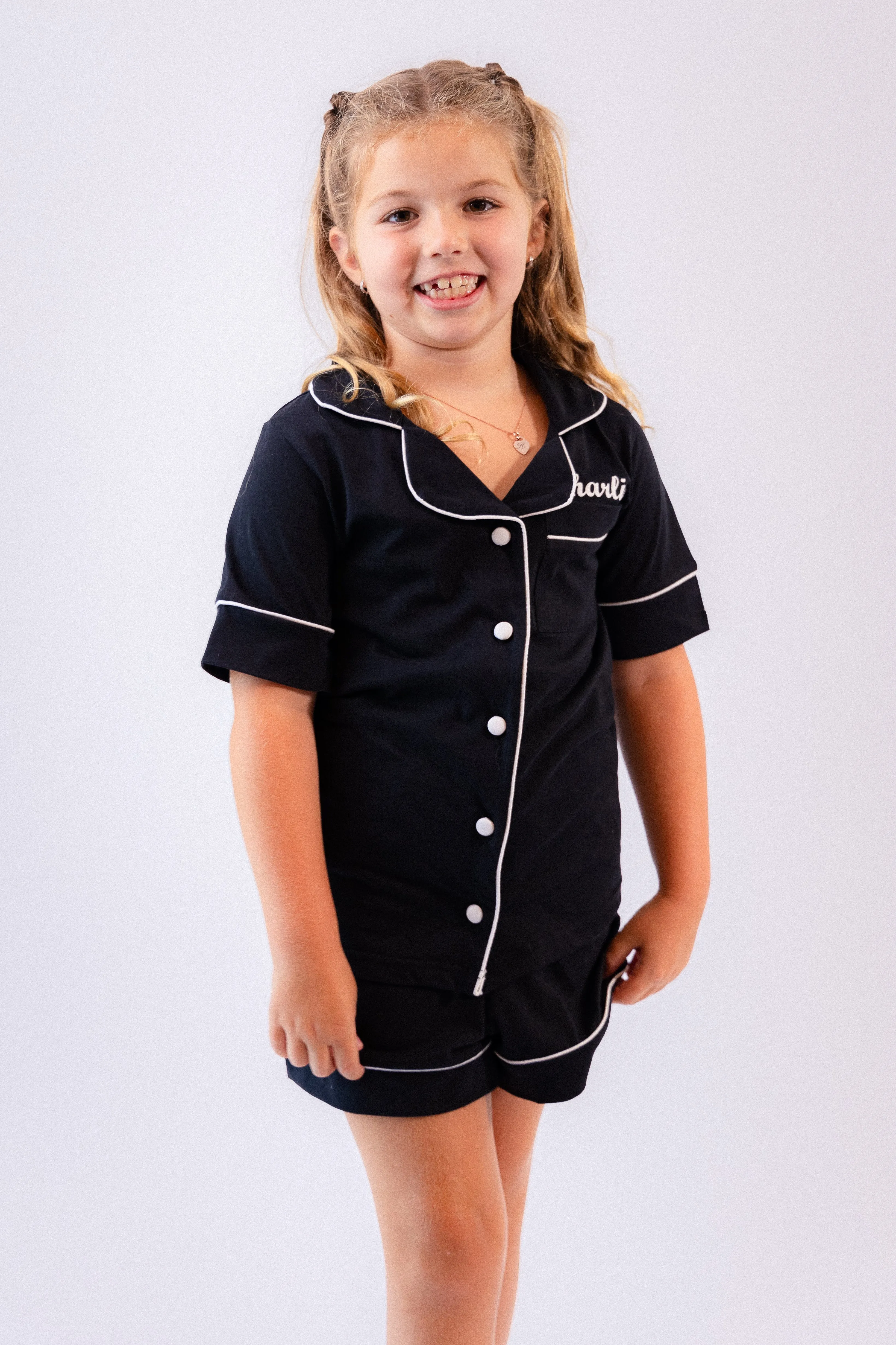 Girls short jersey personalised pyjamas Red