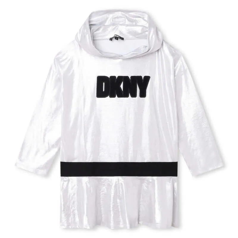 Girls Silver Hooded Dress
