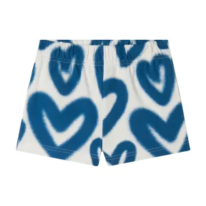 Girls White Heart Jersey Shorts