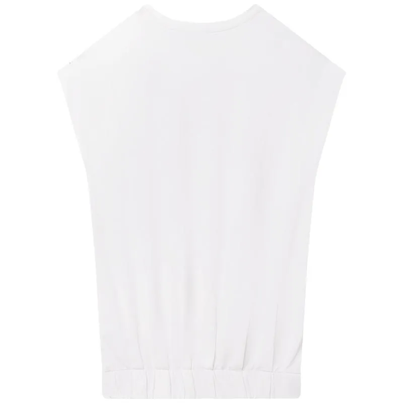 Girls White Sleeveless Dress