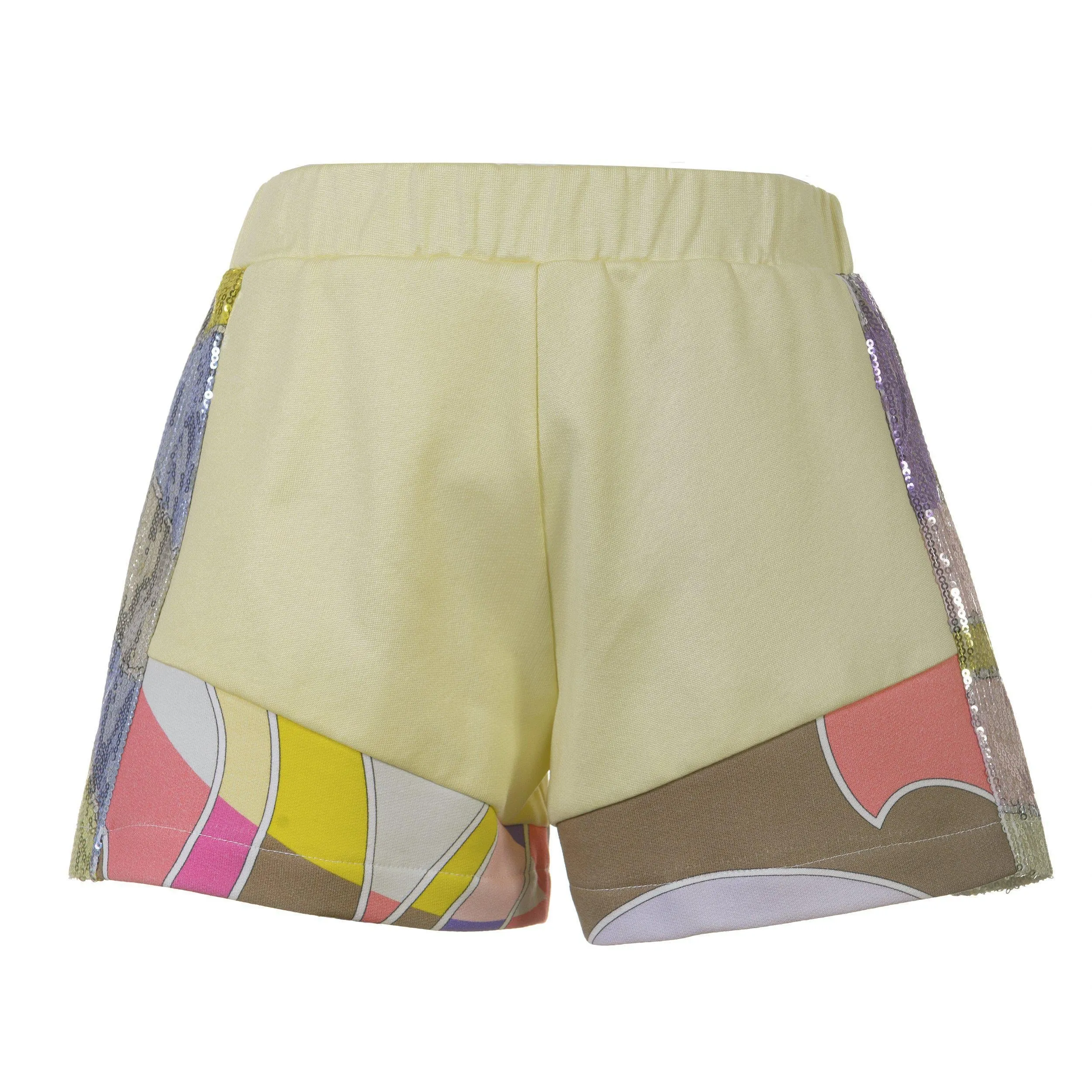 Girls Yellow Multi Sequinned Shorts
