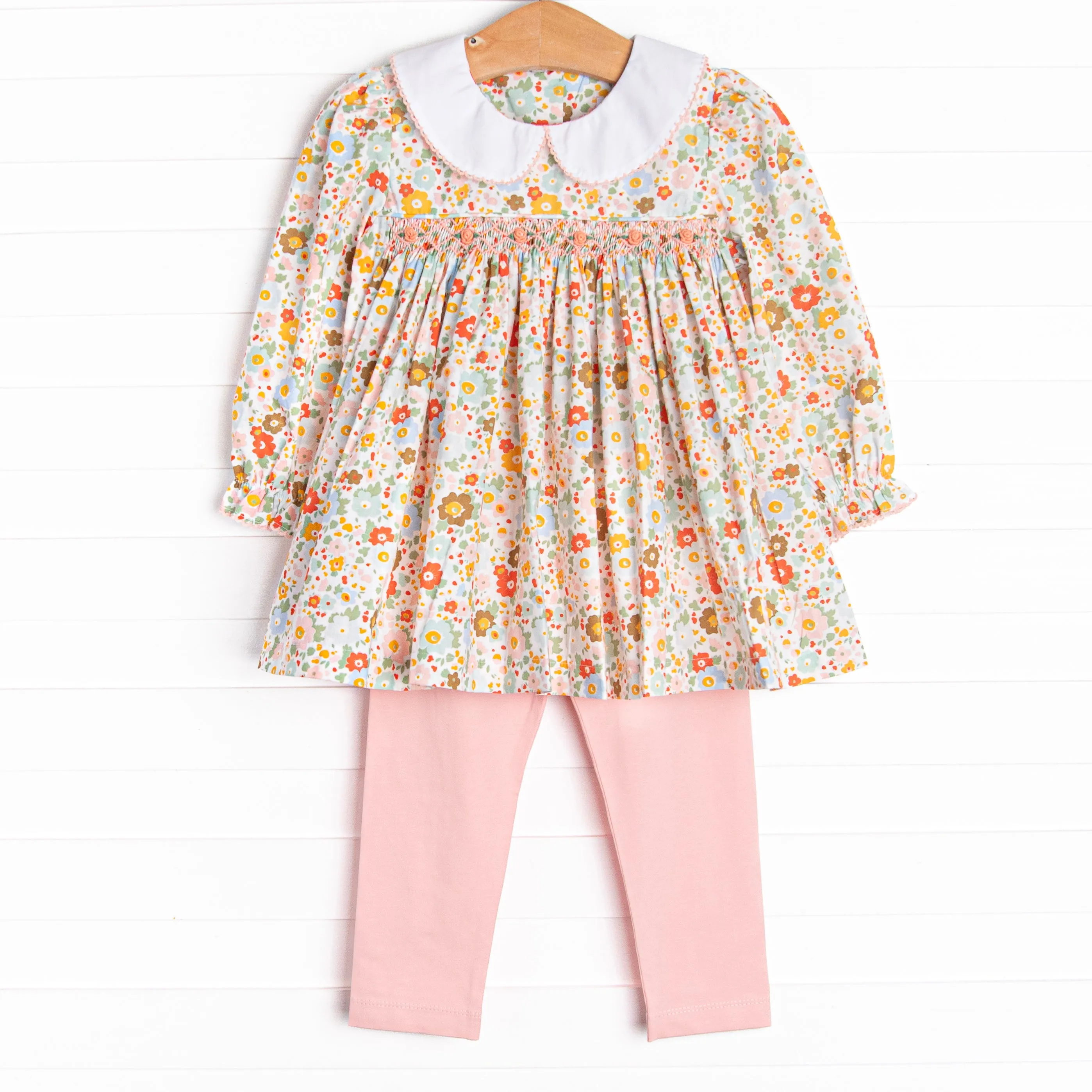 Hadley Smocked Legging Set, Orange