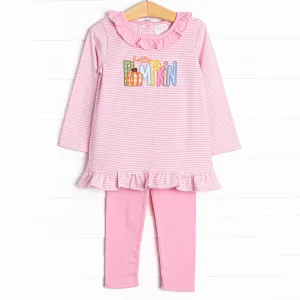 Hello Pumpkin Applique Legging Set, Pink