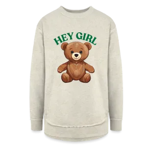 Hey Girl (Henna Teddy Bear) - Women's Tunic Fleece Sweatshirt