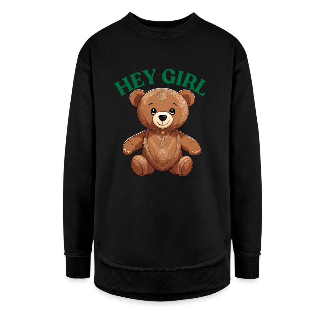 Hey Girl (Henna Teddy Bear) - Women's Tunic Fleece Sweatshirt