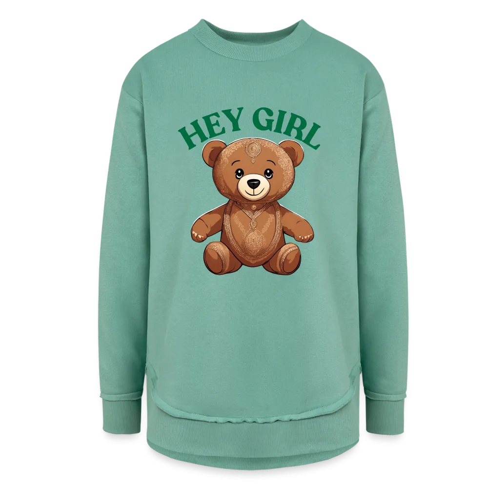 Hey Girl (Henna Teddy Bear) - Women's Tunic Fleece Sweatshirt
